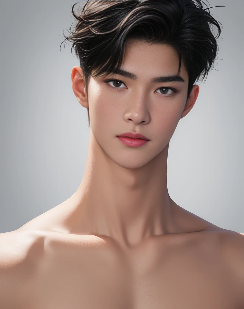 High quality, masterpiece, highly detailed, 8k, perfect face, perfect body, realistic, photogenic, man, Asian, young, black hair, comma hair cut style, handsome, detailed eyes, beautiful detailed nose, realistic body, realistic light, comfortable expressions, cute guy, sweat guy, cool guy, sexy full body