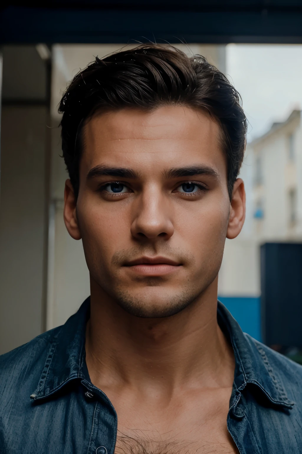 belle homme 30 ans brun les yeux bleu de face