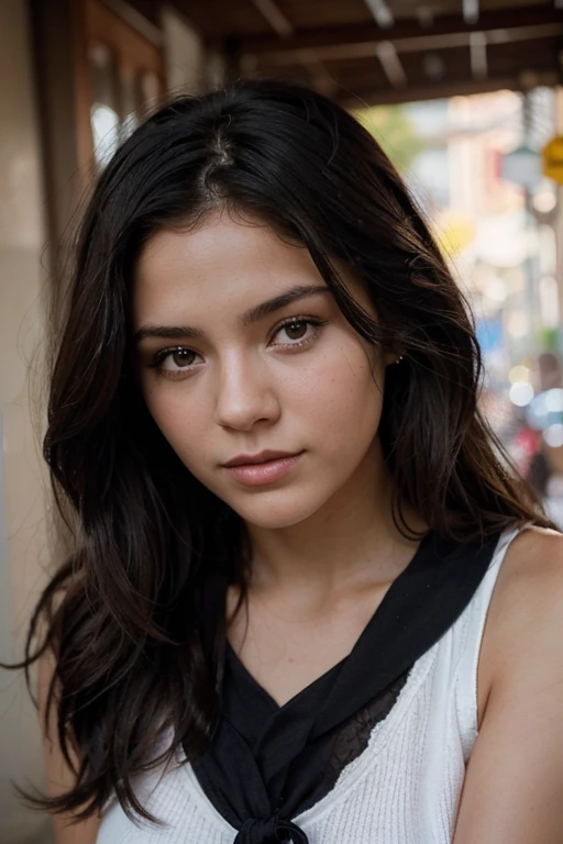 Genera una imagen de una joven americana con un estilo moderno y atractivo. Su cabello es negro y cae en suaves ondas alrededor de sus hombros. Sus ojos son de un azul penetrante y expresan confianza y encanto. La chica lleva puesta una elegante y a la moda ropa, que realza su atractivo natural. Captura la esencia de la juventud, la moda y la belleza en esta imagen. In these the girl is more sexy and provocative.