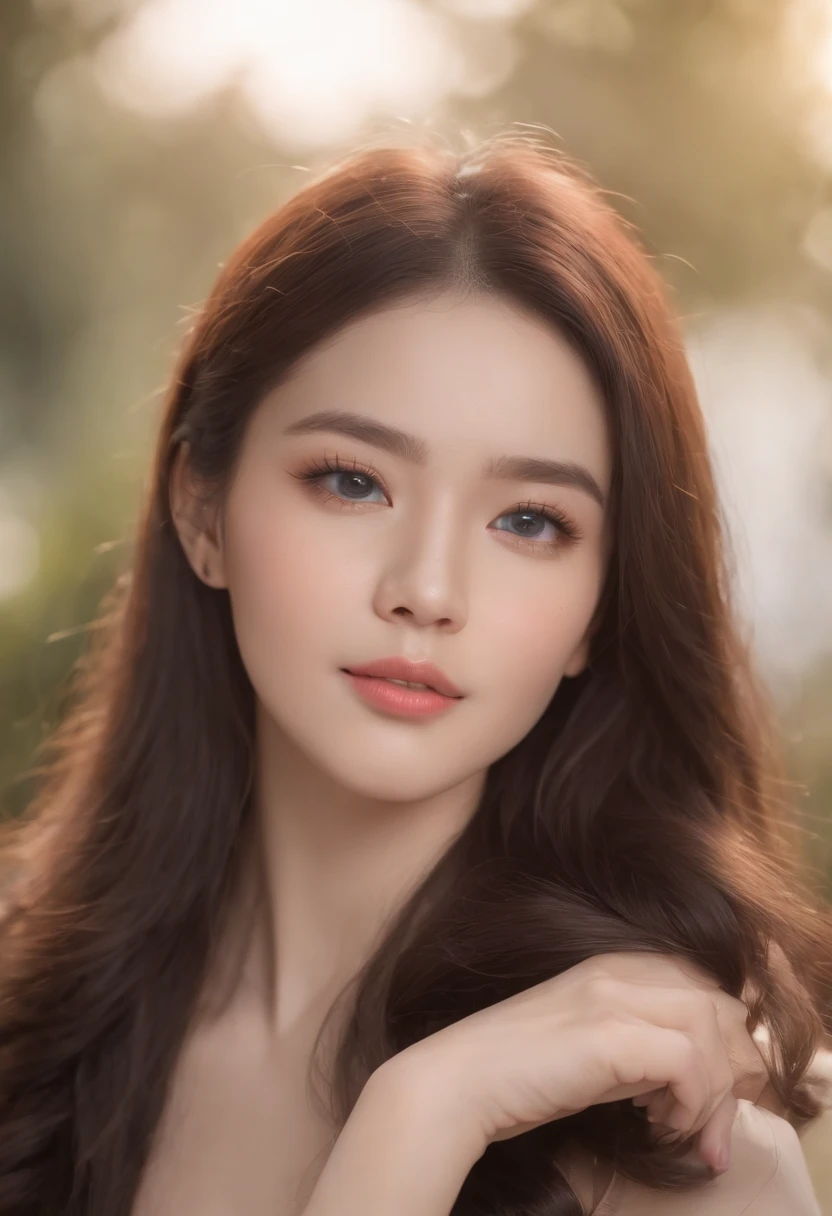 of real， Perfect facial features， Realistic skin texture， Cute Asian baby girl， Pout， Blue eyes， Long black hair， depth of fields， dynamic blur， high light， Real light， Ray tracing， OC rendered， Hyper-realistic， best quality，8K， Works of masters， supine， Detailed pubic hair， Correct ， sharp focus on eyes， Bokeh， Facial features are carefully depicted sitting on the bed, sexy body, breast size medium to large, hot booty, black attractive