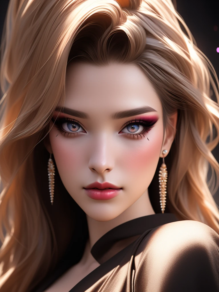 (bright and vibrant,masterpiece:1.2),ultra-detailed,(realistic,photorealistic,photo-realistic:1.37),HDR,UHD,studio lighting,ultra-fine painting,sharp focus,physically-based rendering,extreme detail description,professional,vivid colors,woman,beautiful detailed eyes,beautiful detailed lips,extremely detailed eyes and face,longeyelashes,bright blond hair,luminous reflections,colorful makeup,close-up view,anton fadeev,luminous shadows,eye-catching,steve hillier