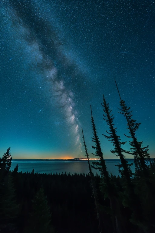 Sea of trees jellyfish starry sky fantasy