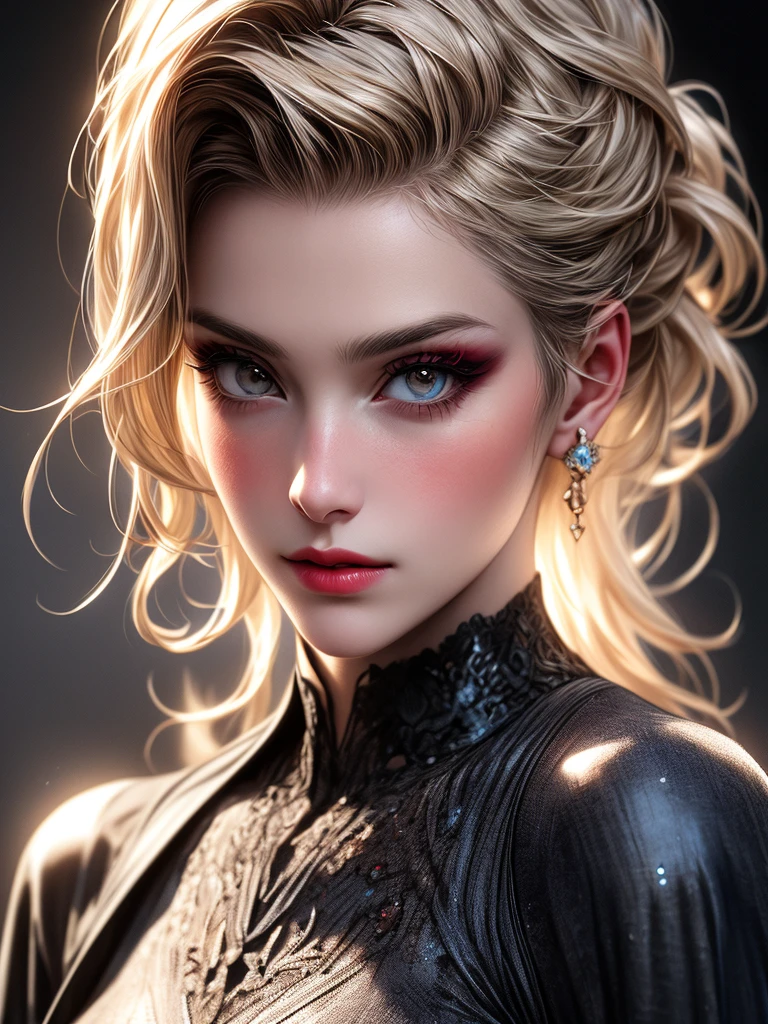 (Masterpiece - Ultra-Detailed, High Resolution) Prepare to be enchanted by a true masterpiece that combines ultra-detailed art with high-resolution rendering. This work shows a mesmerizing woman, with short, light blonde hair, 1950s style, Marilyn Monroe (1.3) and captivating brown eyes (1.2),(brown eyes) period illustration style, wearing red lipstick, emanating an aura of elegance and mystery. Wearing victorian classic 1950s clothing. wearing black blazer, on the rain with umbrella. Intricate details and realistic textures invite you to explore every aspect of this enchanting composition. Get ready to dive into a world where beauty and craftsmanship merge perfectly.