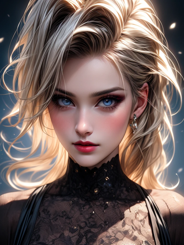 (best quality,highres:1.2),ultra-detailed,(realistic:1.37)
a woman with long, blond hair and colorful makeup
luminous reflections, luminous shadows
close-up, eye-catching
in the style of anton fadeev, nene thomas, steve hillier
portrait, vibrant colors
blond hair flowing, glossy lips
detailed eyes, mesmerizing gaze
soft lighting, emphasizing features
subtle highlights, enhancing depth
expressive facial features, fine details
glowing skin, flawless complexion
artistic background, complementing the subject's beauty
balance of light and shadow
radiant allure, capturing attention
captivating and breathtaking artwork.
