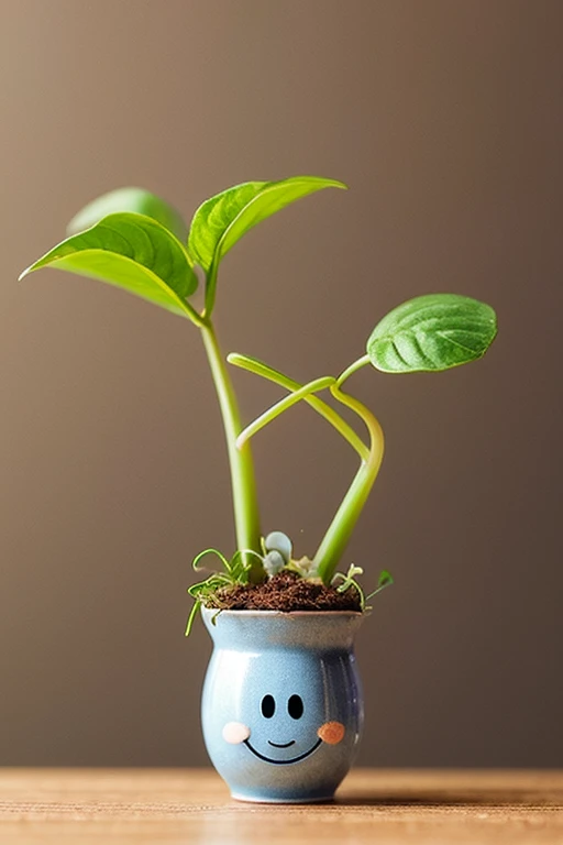 A photo of the moment a plant sprouts　A  plant character with only one personality　pixar style