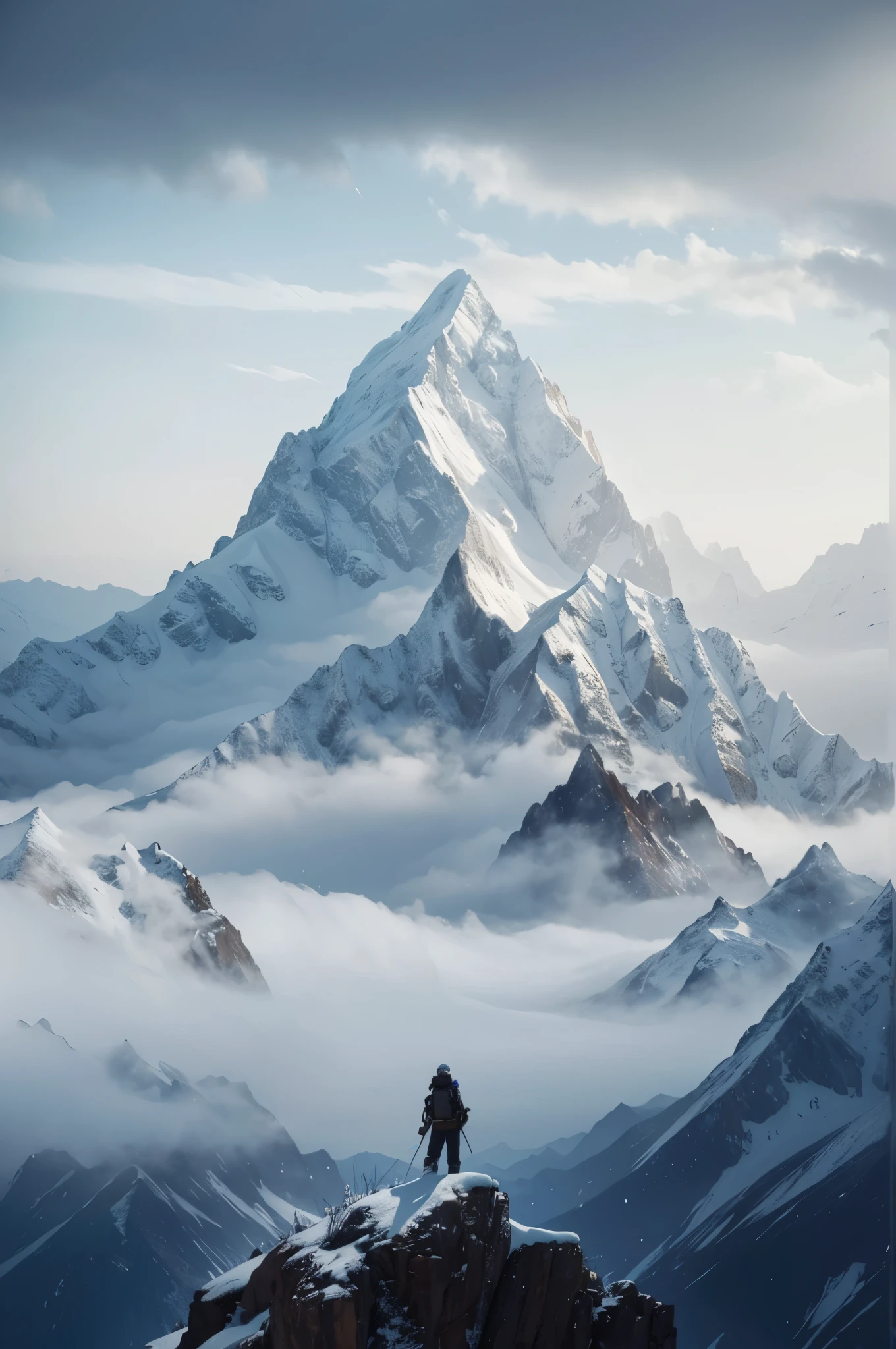Create hyper-detailed, best quality, High resolution masterpiece，snow mountain, High quality shadows, lifelike,