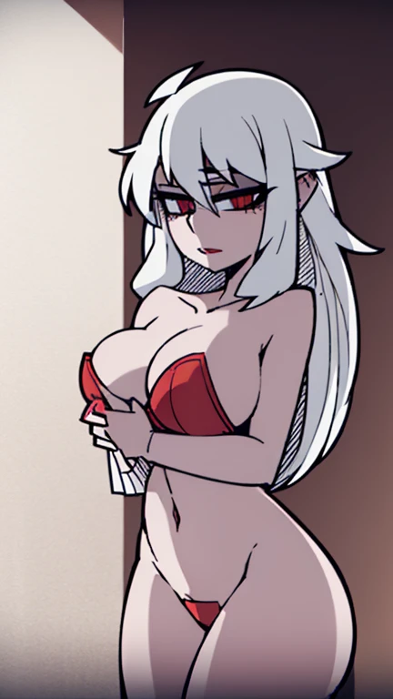 beautiful girl, red lips, red eyes, long flowing light gray hair, naked girl, naked breasts, large breasts, large naked breasts, naked, sexy, beautiful look, nice, cum, fup, fuping, cuming