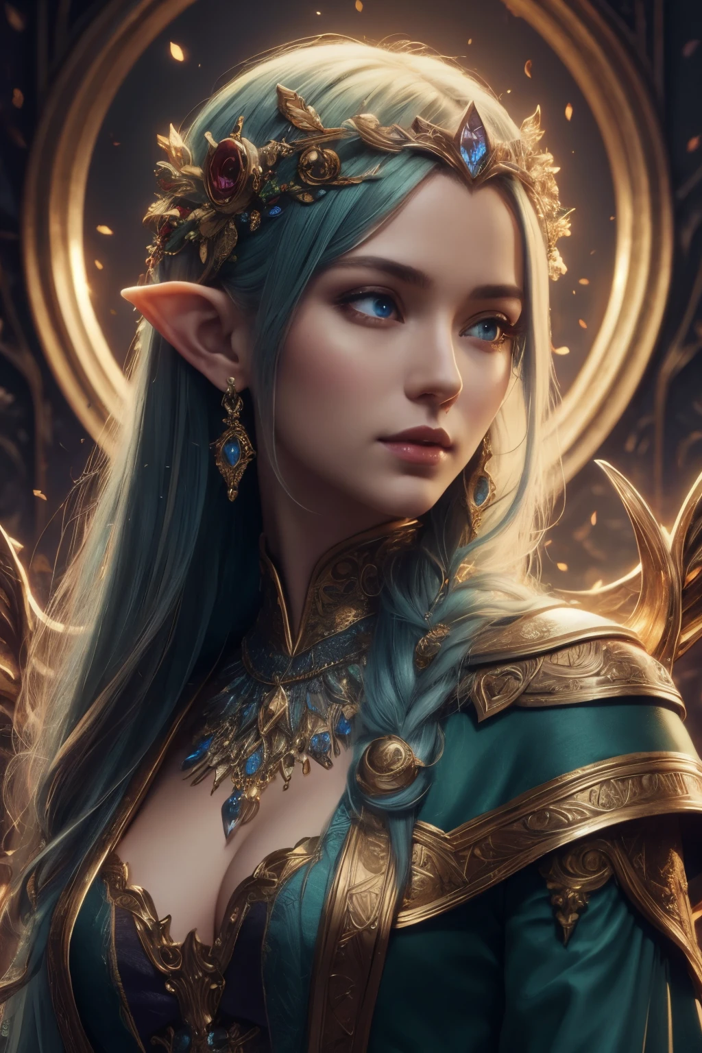 (Best quality, 4k, High-resolution, Masterpiece:1.2), Ultra-detailed, Realistic, Radiant lighting, Epoch Elves, Portraits, Fantastical colors, Fine art, Ethereal beings, Dreamlike, Whimsical creatures, Detailed facial features, Glowing eyes, Elven beauties, Ethereal glow, Mythical creatures, Harmonious composition, Dazzling colors, Stunning visual effects, Otherworldly appearance, Mesmerizing artistry, 