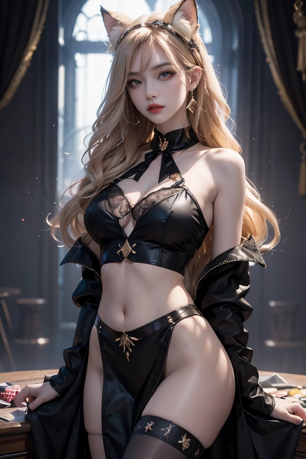 1 European and American vampire beauties:Imperial sister,domineering side leak,enchanting,Beauty model,being thin!!!,Skin snow-white and smooth,curlies,combed blonde hair,腿finely长,Wear black stockings on the legs,Translucent white shirt,Expose her belly,Lace短裤,Ignite it,seduce,Melon seed face,Blue pupil,Redlip,Wearing cat ears,Raised sexy,Bigchest,Wear a black tie,Dealing cards at the casino table,Wild,Leopard print,finely,being thin,Lace,red fox,Plus robe unbuttoned,Beautiful pupils,cat eyes,Gao Leng domineering royal sister,二重まぶた,Good temperament,plumw,Hair curls naturally,eye shadows