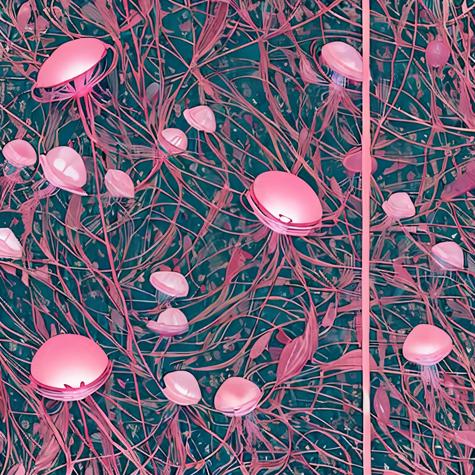 pink background、jellyfish、Face-hugging bugs、Togora、celluloid、Thick coating