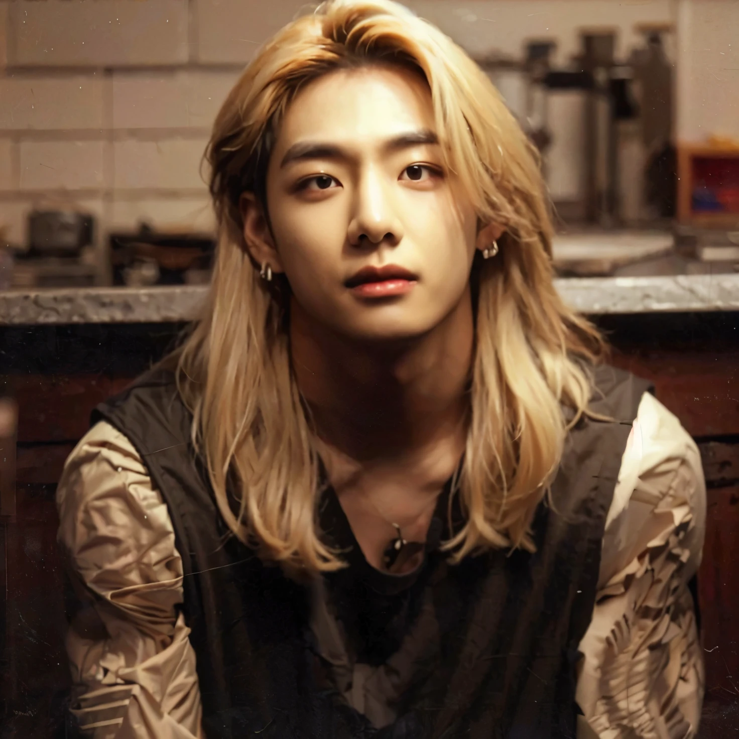 there is a man that is sitting down with a cell phone, Shinji, Marcos Lee, hyung tae, Kim Doyoung, inspirado em jeonseok lee, Hong junho hyung, adorable and pale korean face, taejune kim, lindo chad queixo, inspirado em Kim Myeong-guk, Shin Jeongho, Jimin\the right eyelid is swollenKim taehyung, rosto grande, 30 anos, barba pequena, bravo, sorridente