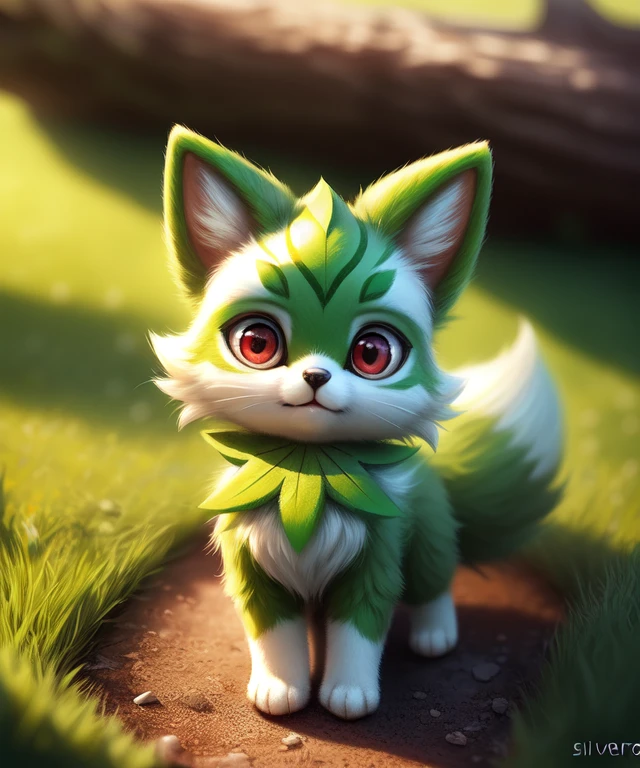 uploaded to e621,  ((by silverfox5213)),
One (Four-legged feral:1.4), ((Sprigatito with green body and red eyes, Check crest)),
(detailed Sprigatito),  ((Detailed fluffy fur)), (full length portrait, Looking at the viewer), (grass),
BREAK,
(detailed information, depth of field, half body shadow, Sun Ray, diffused light on the body),
(masterpiece, Best quality, ultra realistic, 4K, 2 thousand., (difficult:0.9), (high detail:1.4), Film photography, (soft focus:1.2),
raw photo, photorealistic, analog style, subsurface scattering, photorealism, absurd resolution)