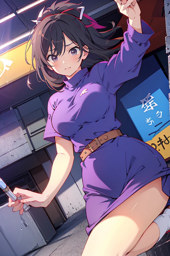Asuka, busty, tight shirt, seductive, thick thighs, realistic, best quality, masterpiece, ultra detail, ultra high res