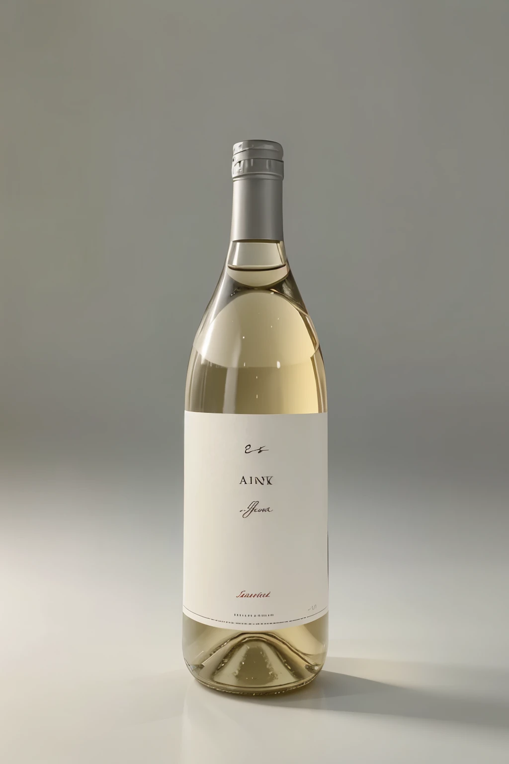 1 white wine bottle, gray background
