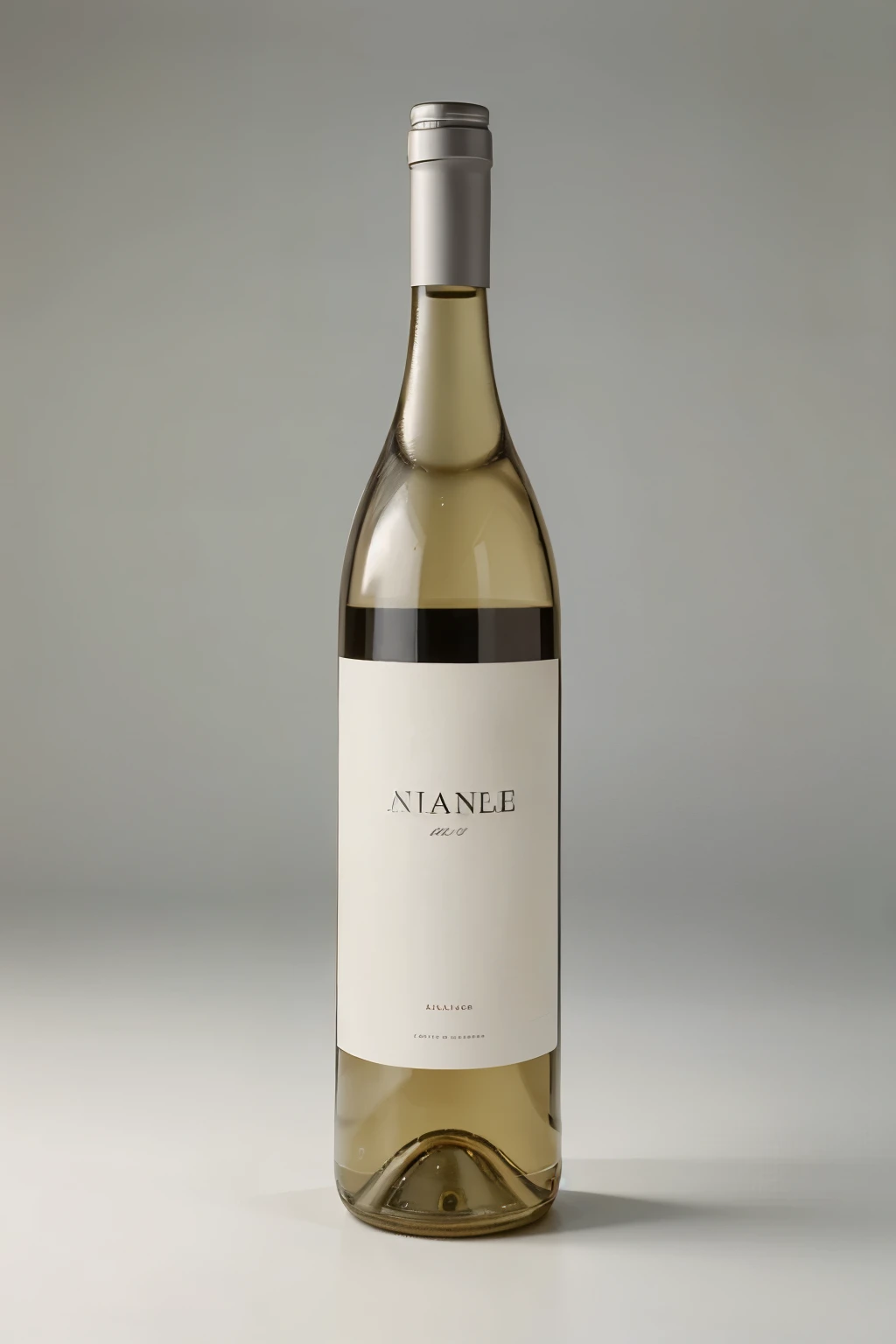 1 white wine bottle, gray background
