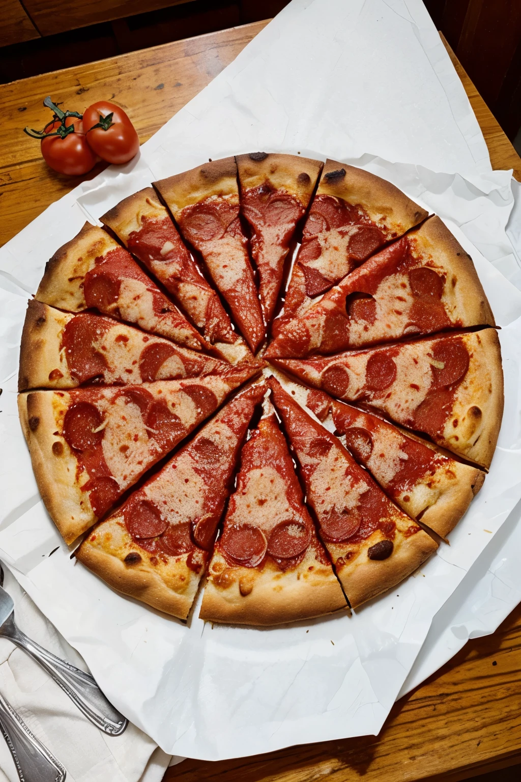 pepperoni pizza, top to bottom