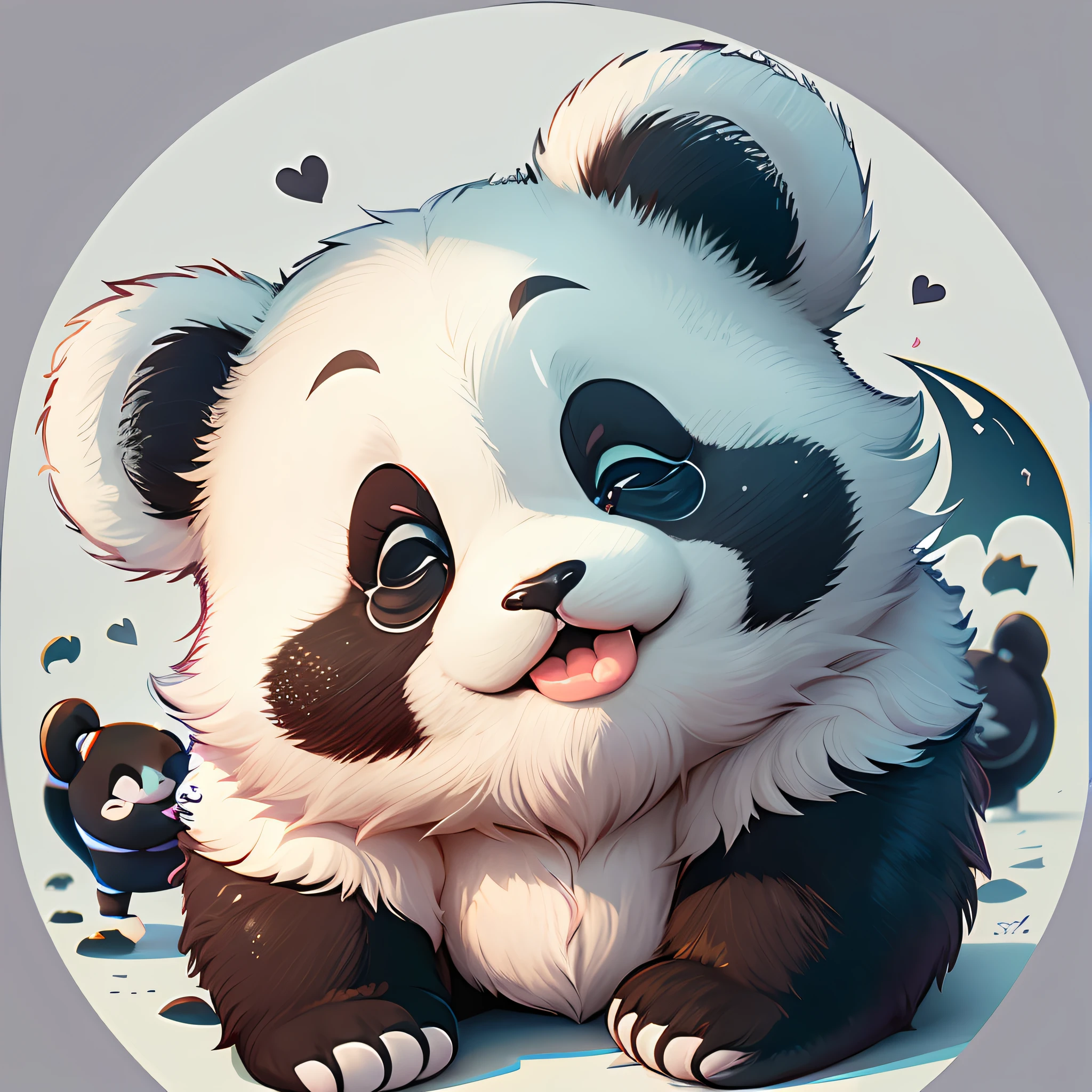 1 panda, Cartoon style illustration, Small color transition, Lovely panda, Lovely, expression, expression符号, ((white ending)), giant panda, Being in love, Heart, Lovely drawing --auto --s2