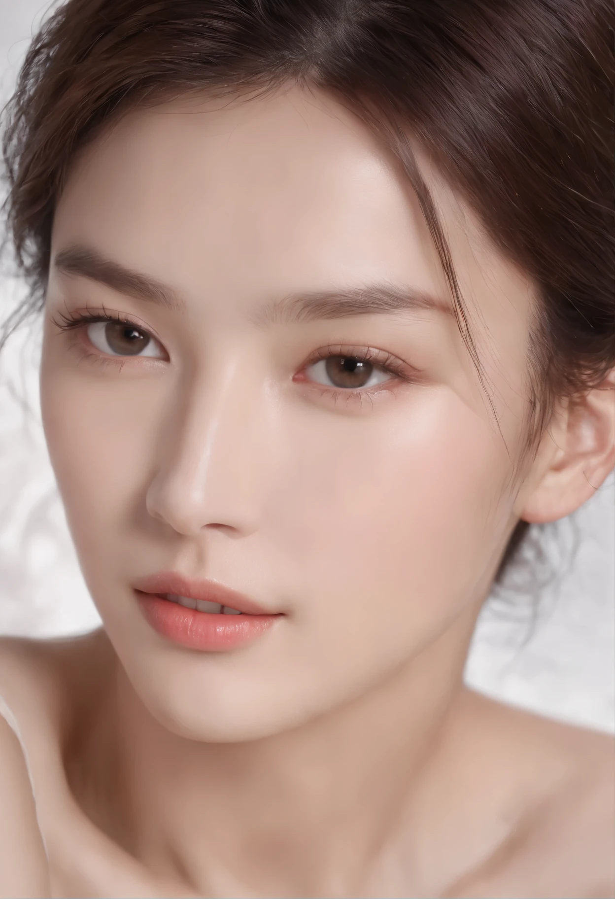 (best quality,1.2),super detailed,(actual,photoactual:1.0),,(male character design), Half body, Staring at the camera, (Handsome Chinese boy Song Yu looks at the camera), (Thick silver curly short hair: 1.1), (curls), (Wearing white gauze clothing), Song Yu&#39;s facial features are correct, His face is symmetrical, His eyebrows are long and thick, slightly upward, His eyes were bright and vibrant, (His lips were rosy and full, slightly upward, His lips were rosy and full), His big sexy mouth, His nose is straight，Does not protrude, His smile is bright and natural, Like a sculpture, perfect. Song Yi has fair and delicate skin, And smooth as white jade, A sense of beauty appears on the skin. health and radiance, Gives people a fresh and pure feeling, His cheeks flushed slightly (Inspired by young actress Audrey Hepburn),,background：(snowflake,ocean,stellar) background with snowflakes,swirling mist，Star,long shot,The texture of the photo，fashion show photos,(full-body shot),Gisele Bundchen,Adriana Lima,Candice Swanepoel,Supermodel character