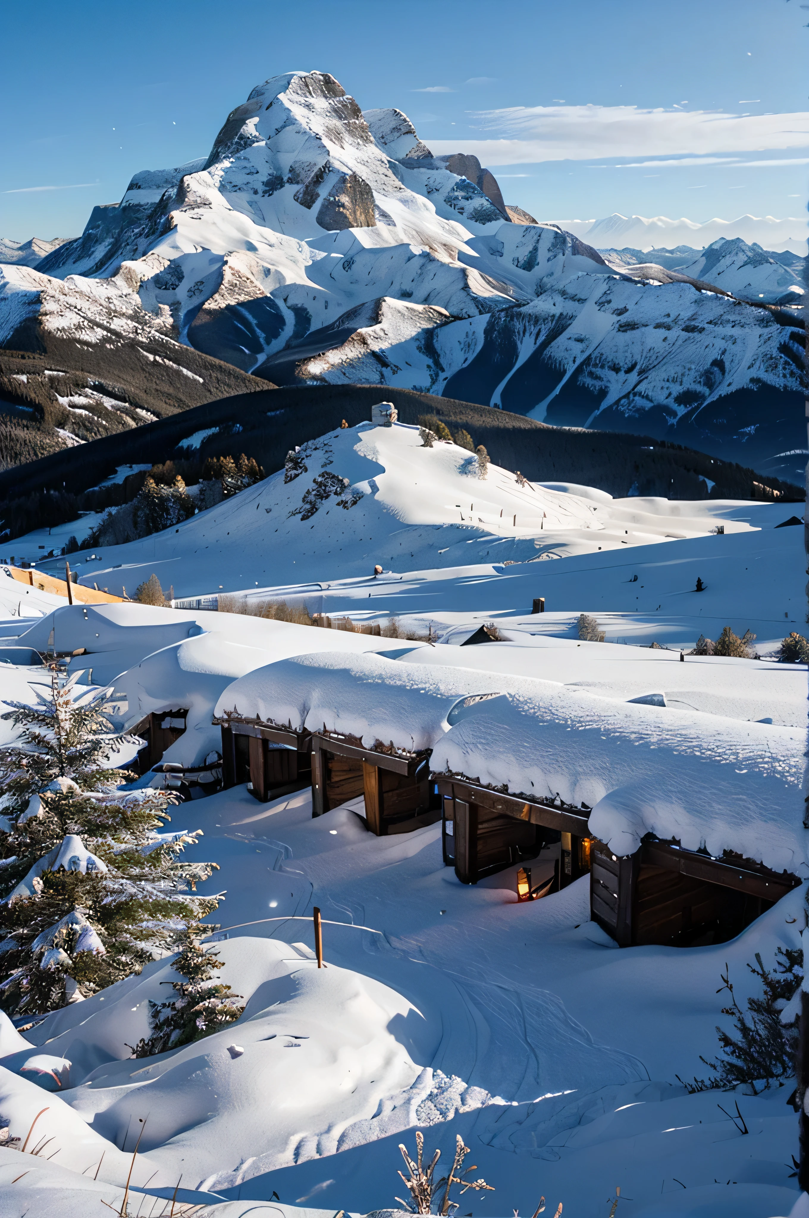 snowing mountains