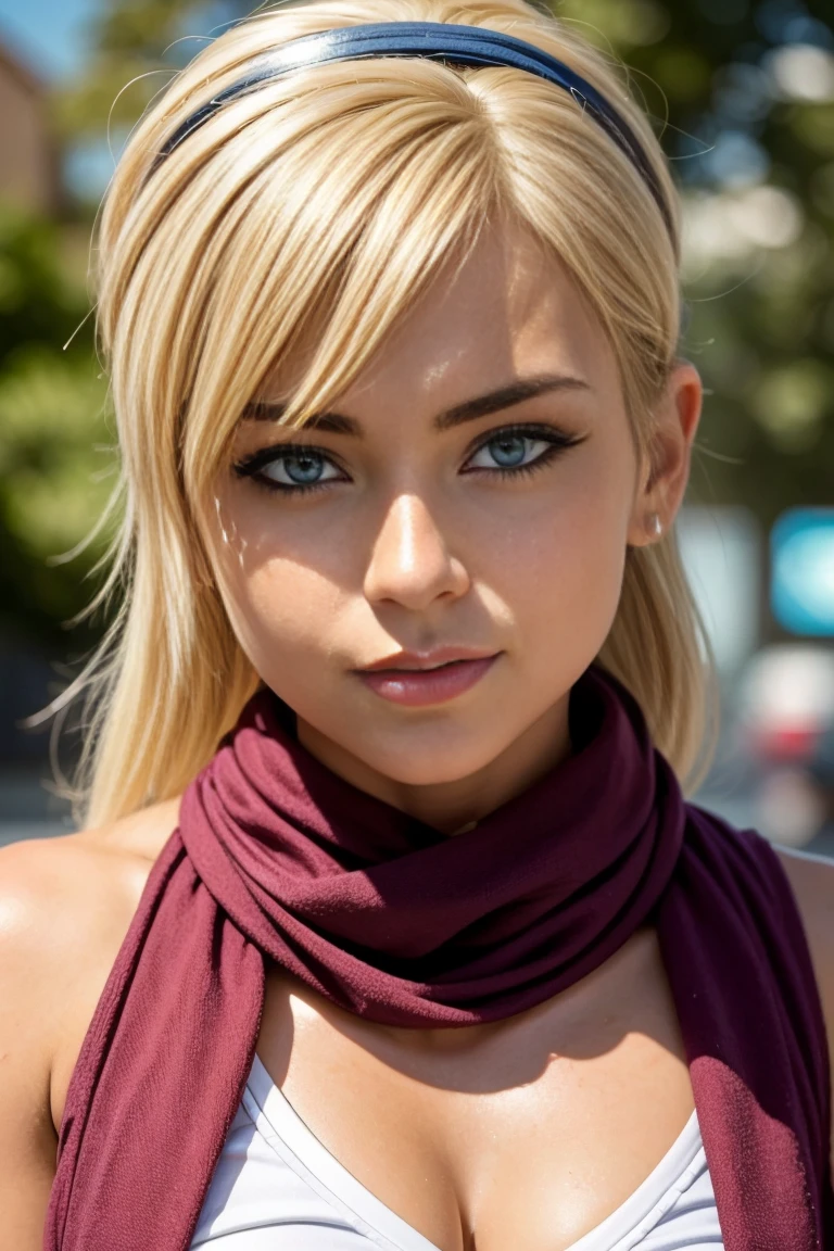 Chica rubia con el pelo corto rubio , hermosa chica adolesente, Hermosa chica rubia, Hermosa chica rubia, rubio, adolesente rubia, Foto de una adolesente hermosa , linda sonrisa ,lindo maquillaje , sombra de ojos azul , hermosa chica adolesente , 15 year old , lindo maquillaje , sombra de ojos azul , labios rojos , sexy, hermoso cuerpo de chica adolesente , fondo variado , foto de cuerpo completo , He wears a red scarf with white polka dots on his head and a belt with cleaning supplies on his torso. , Her hair is also formed into a ponytail. , pony tail , camiseta azul sin mangas , pantalones cortos color cafe ,labial rojo , foto de cuerpo completo , mostrandose