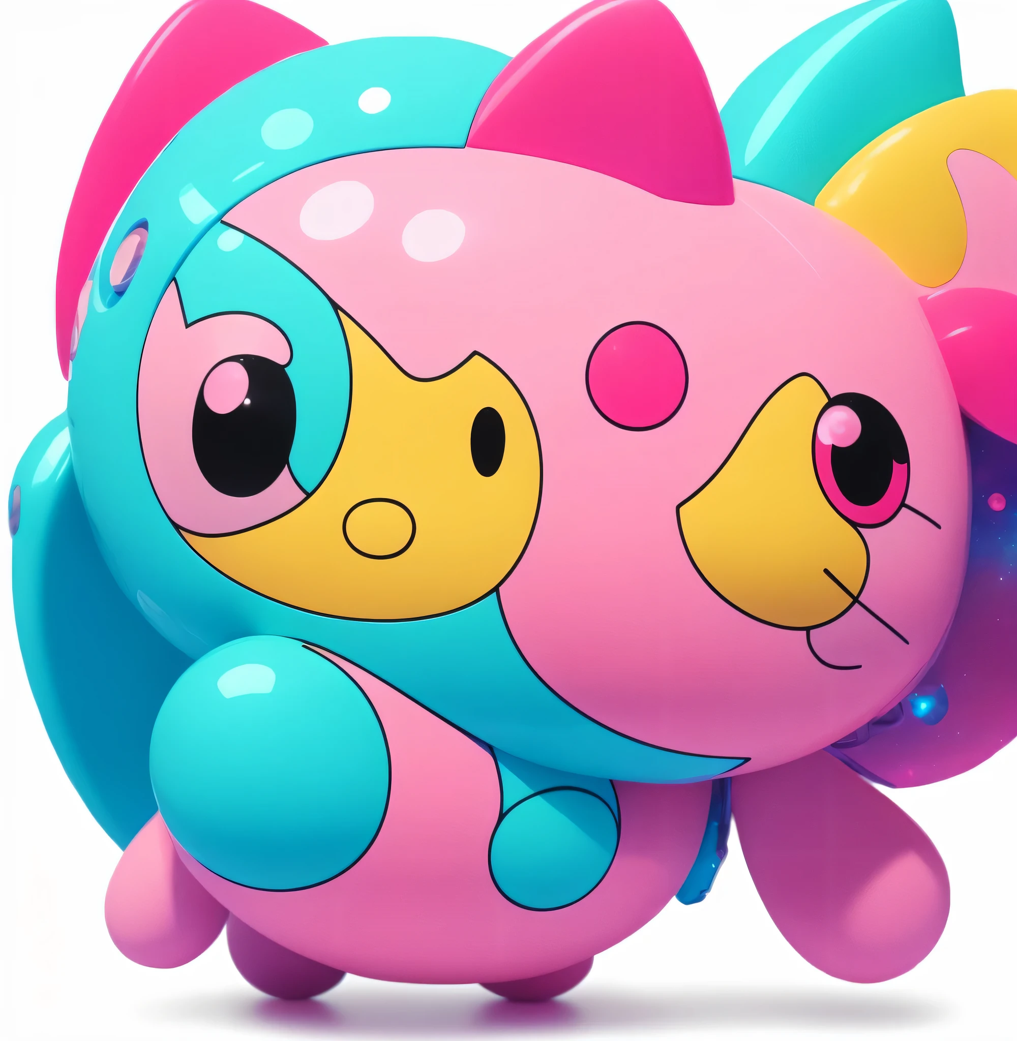 abstractおもちゃピンクの衣装を着たハローキティ フィギュアのクローズ アップ, Beeple and Jeremiah Ketner, Cute HQ rendering, Beeple and James Jean, detailed cosmic angelic robot, pink iconic character, inspired by Takashi Murakami, Beeple's style hybrid mix, style of takashi murakami, takashi murakami art style, sanrio abstract