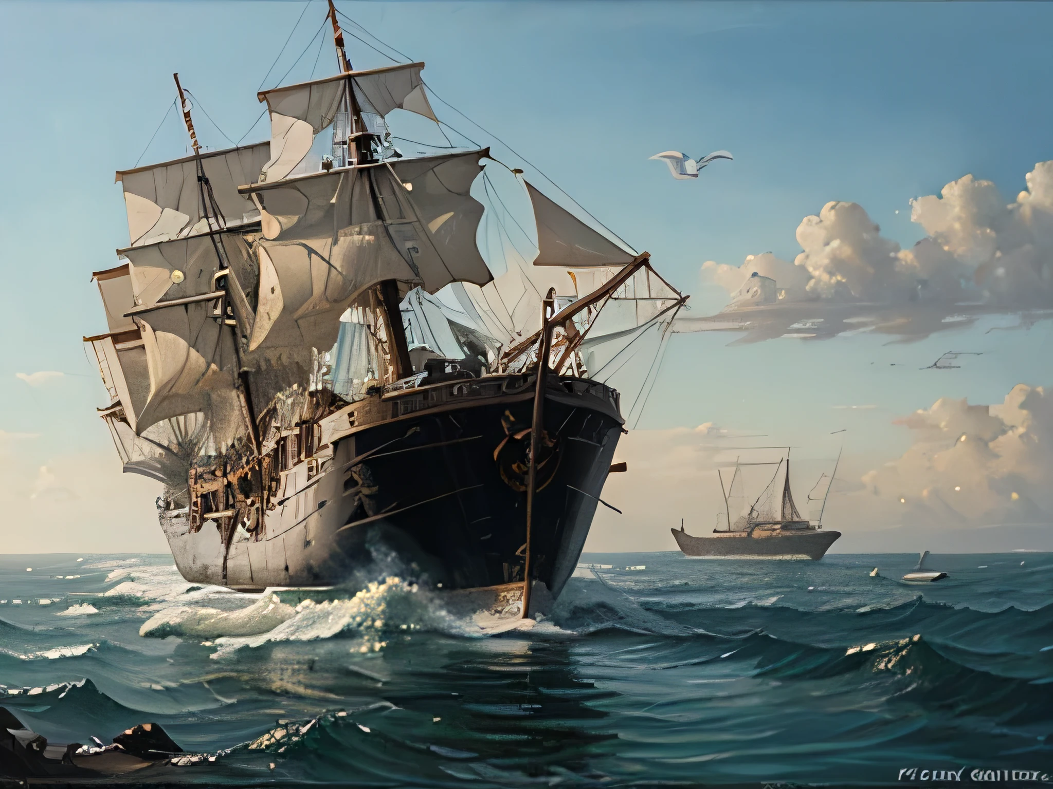 oil painting of alien ship