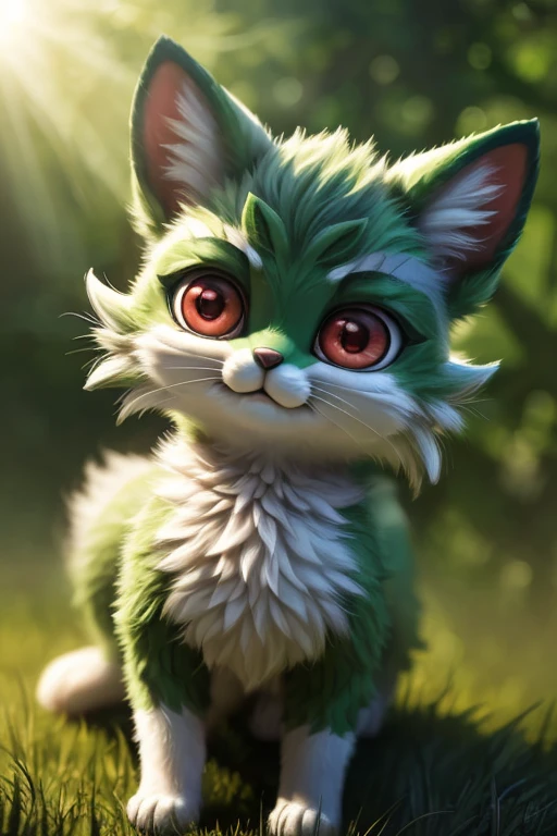 uploaded to e621, ((by silverfox5213)), One (Four-legged feral:1.4), ((Sprigatito with green body and red eyes, Check crest)), (detailed Sprigatito), ((Detailed fluffy fur)), (full length portrait, Looking at the viewer), (grass), BREAK, (detailed information, depth of field, half body shadow, Sun Ray, diffused light on the body), (masterpiece, Best quality, ultra realistic, 4K, 2 thousand., (difficult:0.9), (high detail:1.4), Film photography, (soft focus:1.2), raw photo, photorealistic, analog style, subsurface scattering, photorealism, absurd resolution
