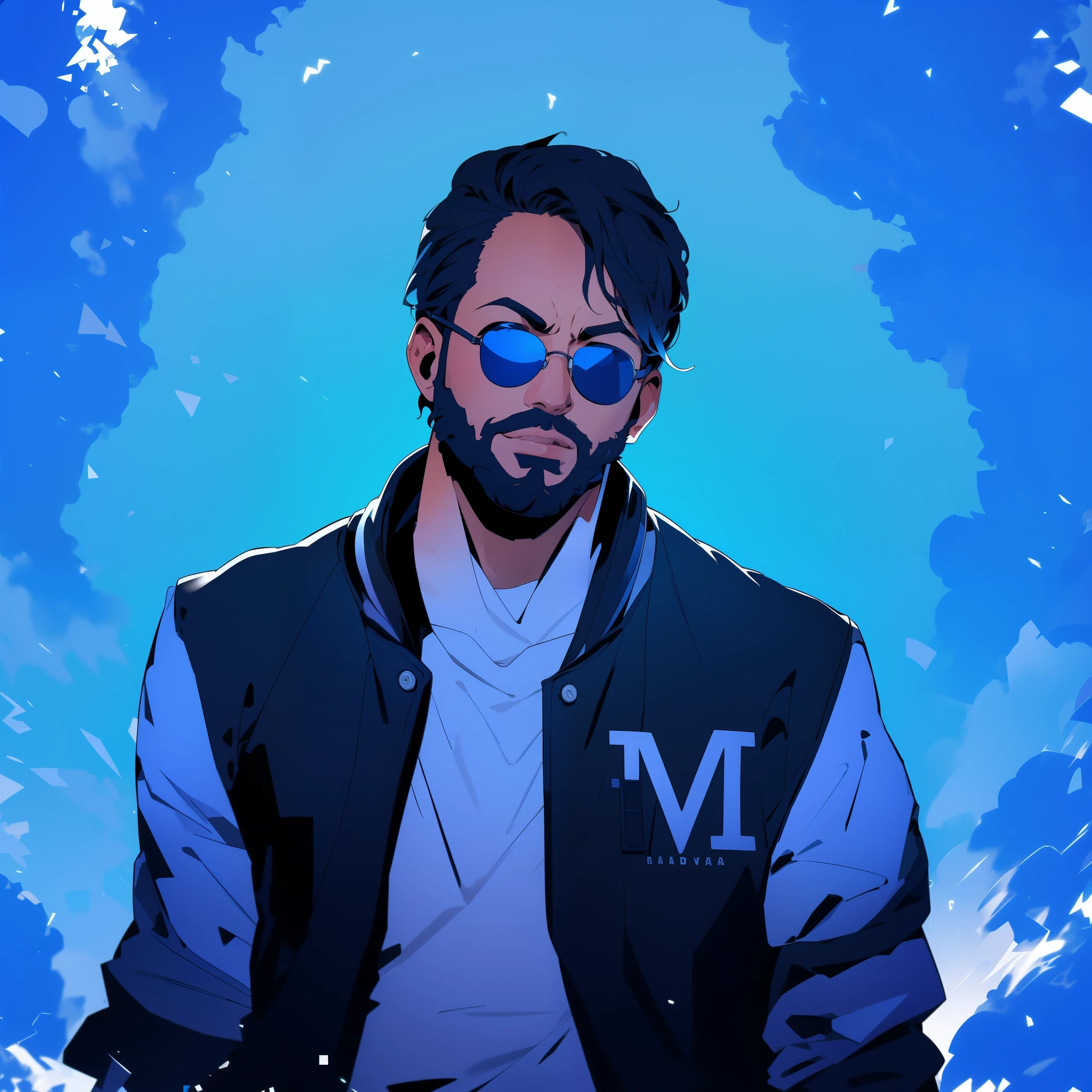 a man with sunglasses and a jacket, masterpiece, best quality