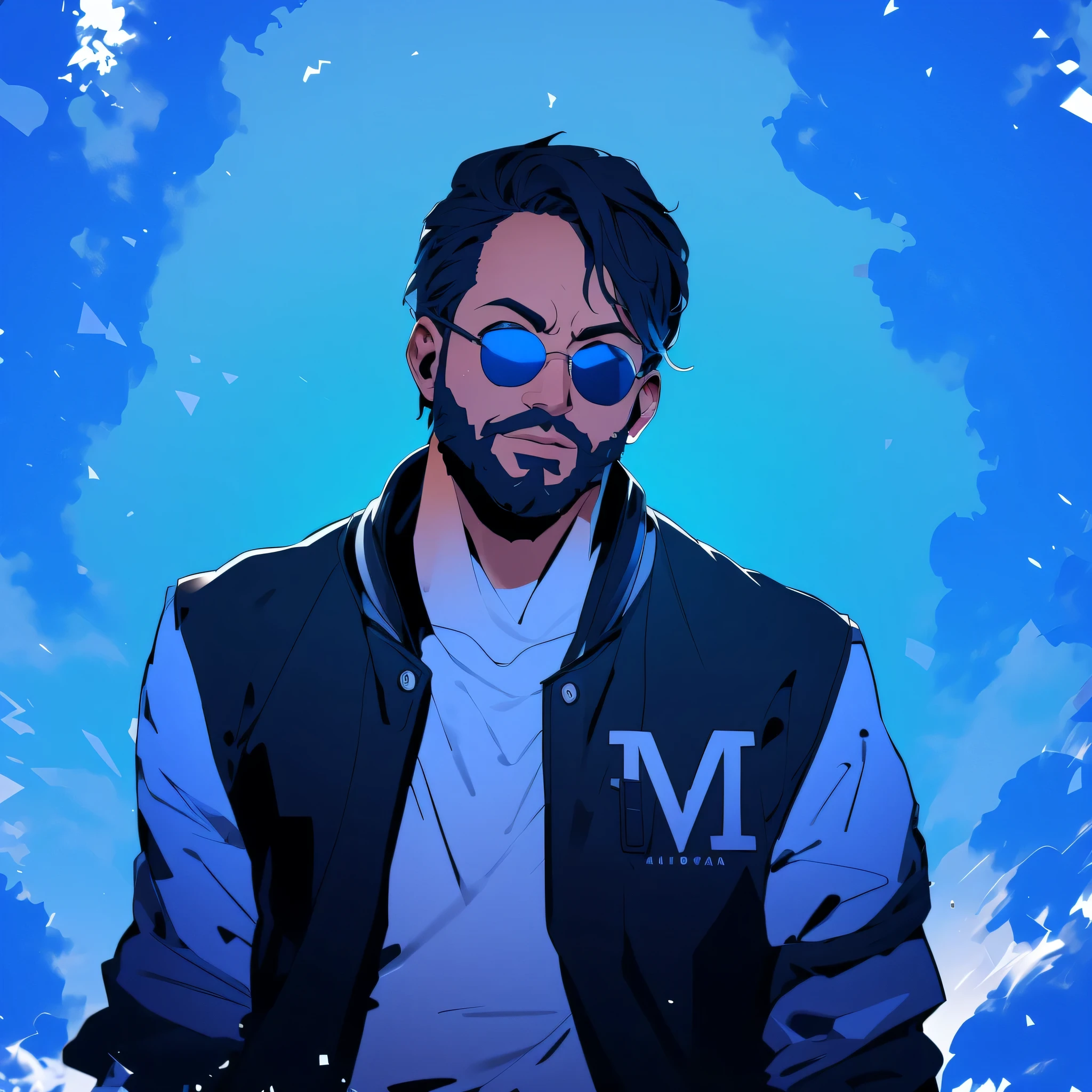 a man with sunglasses and a jacket, masterpiece, best quality