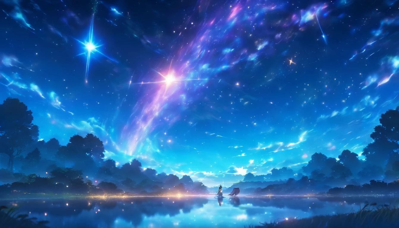 In the infinite universe, Starry sky wrapped in pitch black darkness, A shining star is spinning a special story. There are small river valleys around it，，hyper HD，hyper HD