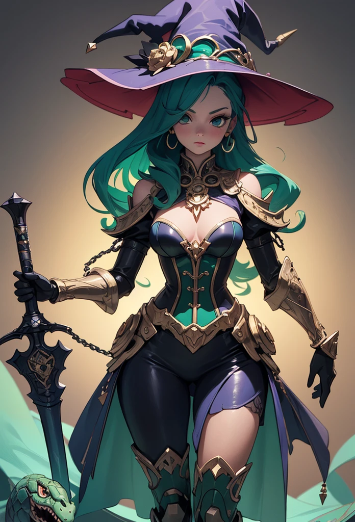((Highly accurate drawing in every detail)Extremely precise depiction)[High resolution],(detailed illustrations,Very detailed and precise drawing,Delicate drawn lines with tempo,Realistic texture expression),[color traced main line],(fantasy world battlefield [burning castle]),(ROBOT GIRL[snake woman[medusa]](Emerald Witch [witch hat [[Iron Mask]METALFACE[clear lenticular iris]]])[WEAPON MACHINE],(scaleで覆われたケープ [green crystal corset [snake chain [scale]]]),[Transparent material covering the body surface[clear green]],(Viper pattern),[Using a magic wand as a weapon],[[Mobile Weapon Gigant Size][science fiction mechanical]],(intricate and beautiful decoration [Dense detail]),[transparency],(Precisely drawn face)[完璧な目のdetailed(Beautifully detailed iris)[Eyes like deep jewels]],[long and beautiful eyelashes],[precisely drawn hair [美しく艷やかな髪のdetailed]],(完璧な手のdetailed [Beautiful fingers with no damage [beautiful nails]]),(perfect anatomy(perfectly balanced proportions))[[full body portrait]],[ideal color coordination(Accurate simulation of light and material interactions)],([Precision Detail](detailed,High definition)),[Visual art that tells a story].