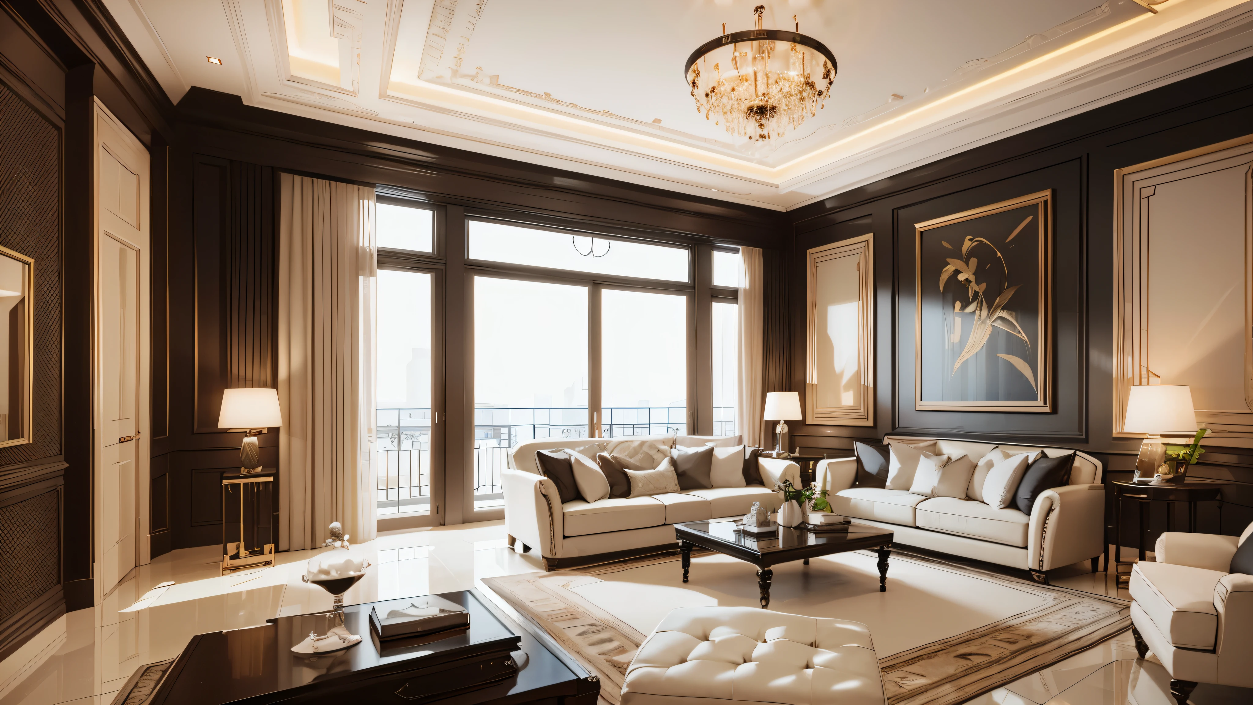 You are a famous interior designer、You have been asked to create a 3D image of a modern large room. Create a harmonious environment with modern and minimalist furniture. Including garden interior.
