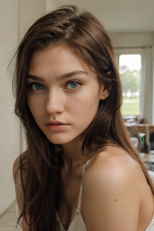 ((Female)) ((19 Year old)) ((AuburnHair)) ((Green Eyes)) ((Good Jaw structure)) (Innocent look) ((Realism)) ((club))