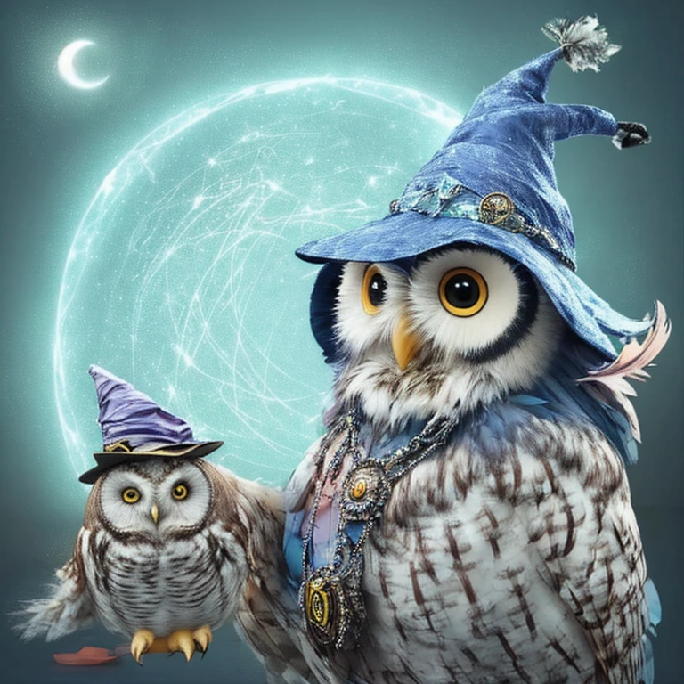 Owl with wizard hat