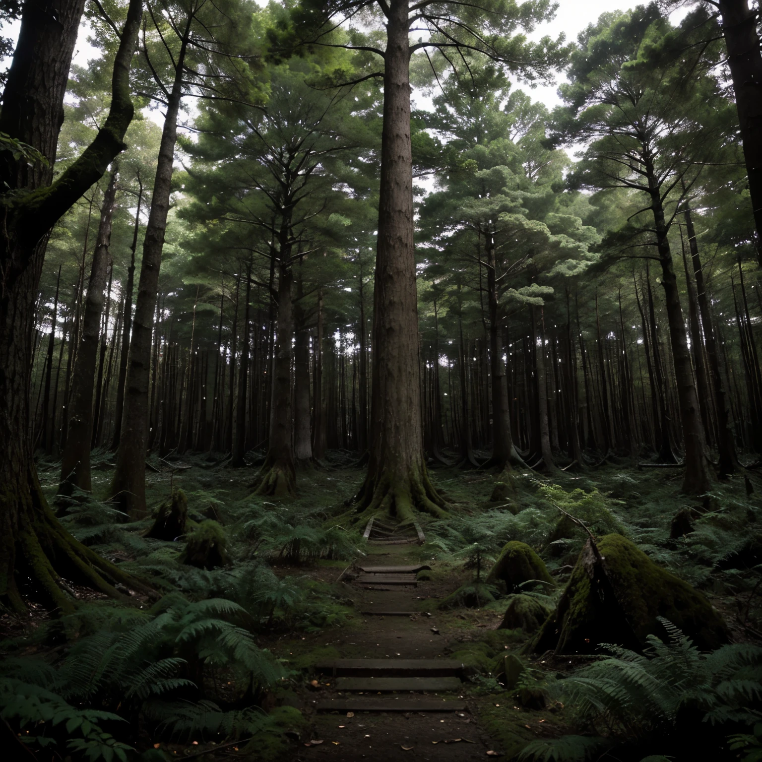 Aokigahara forest, Suicide Forest in Japan, sea of ​​trees forest, dark and mysterious forest
