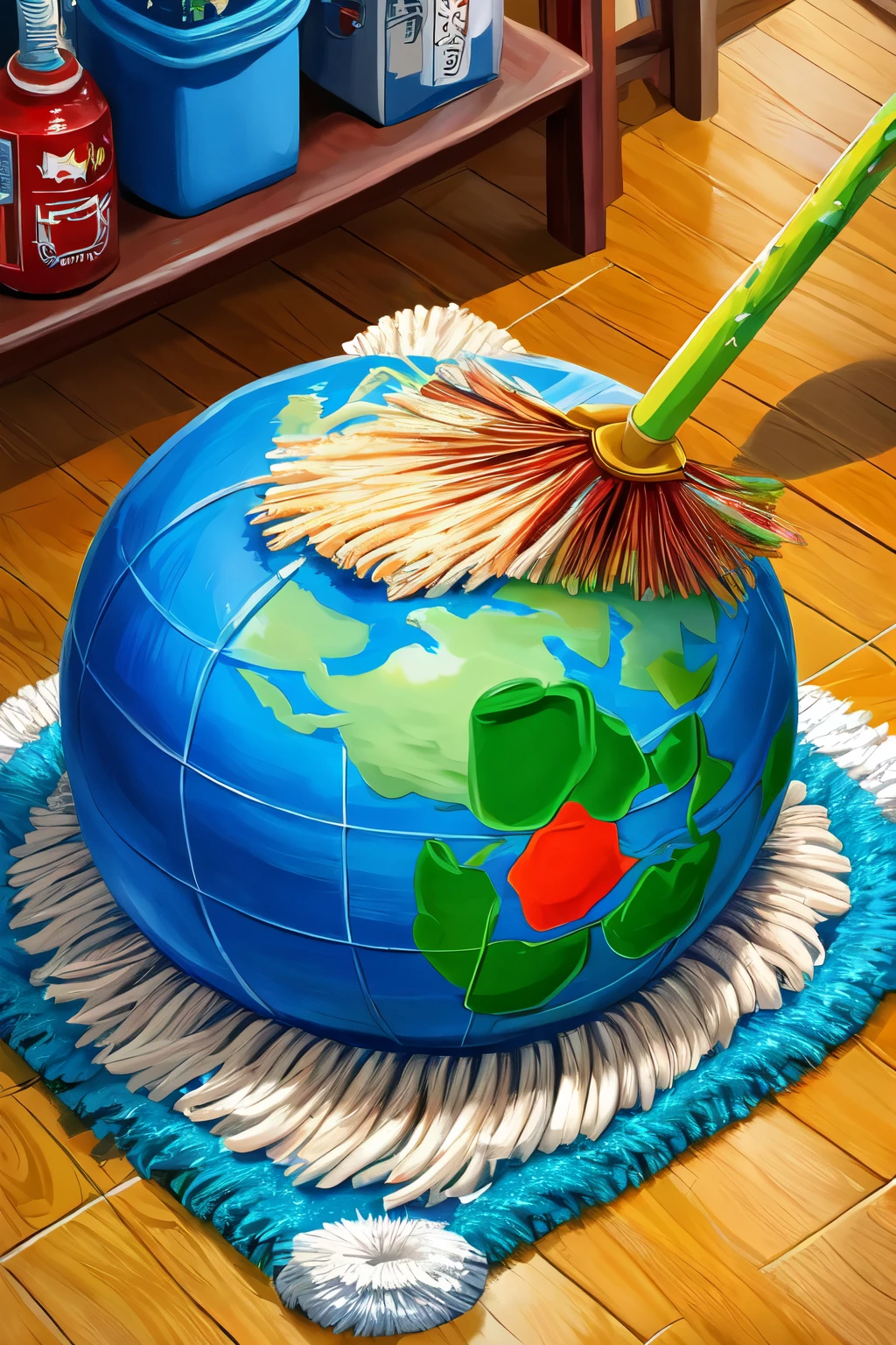 highest quality,recycleの絵,mop picture,duskin mop,Pop painting
,painting, drawing,Eco、recycle、washed