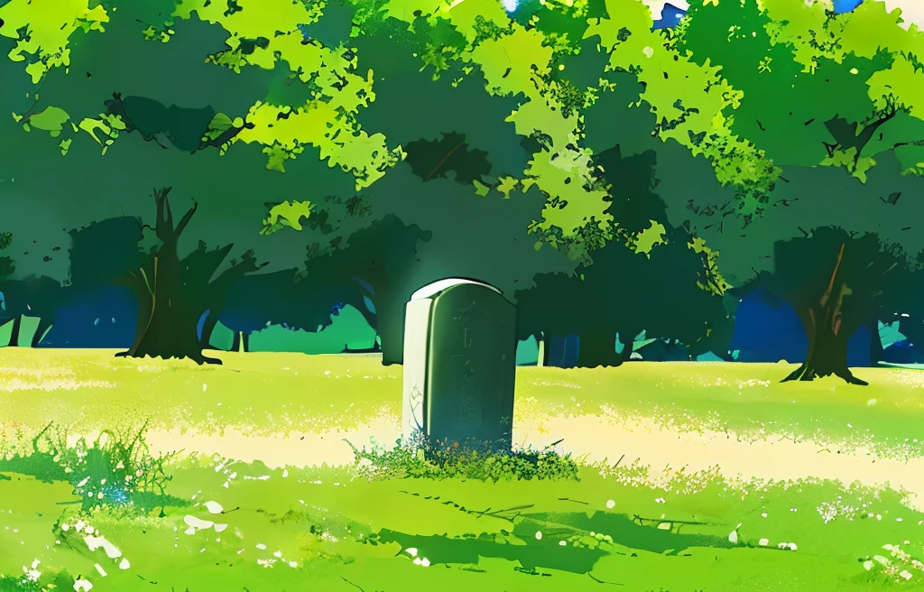 wood々There is a small grave in the grassland with, anime rush john 8k forest, anime movie background, graveyard background, anime background, anime background art, random background scene, anime nature wallpap, ( ( makoto shinkai ) ), colorful anime movie background, anime movie yet, anime still frame, Beautiful peace scenes in anime