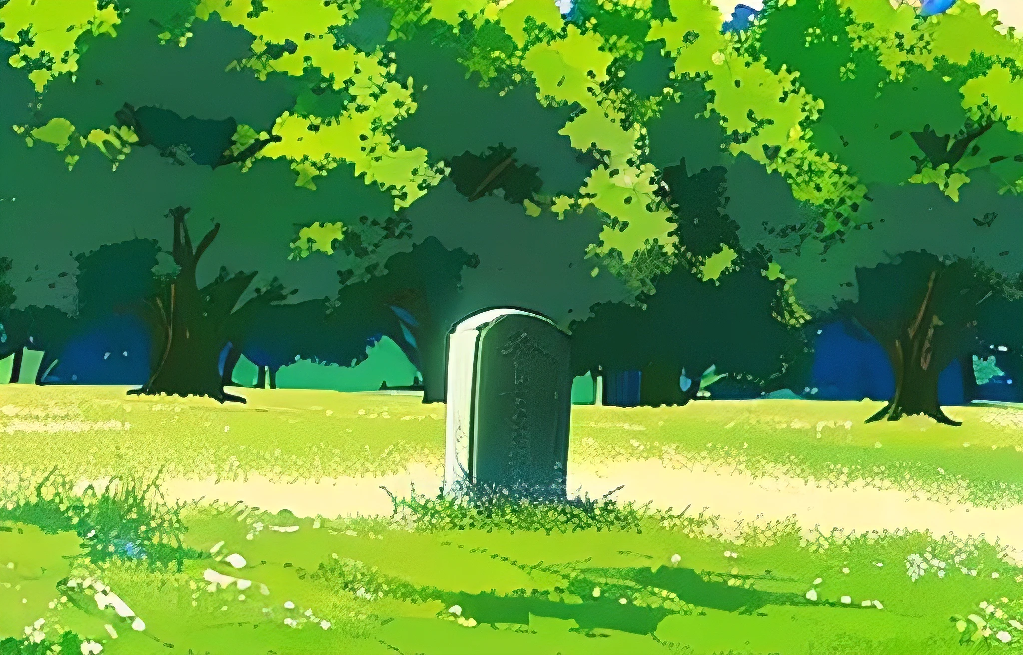wood々There is a small grave in the meadow, Anime Rush John 8K Forest, anime movie background, graveyard background, anime background, anime background art, random background scene, anime nature wallpap, ( ( makoto shinkai ) ), colorful anime movie background, Animated movie yet, anime still frame, Beautiful peace scenes in anime