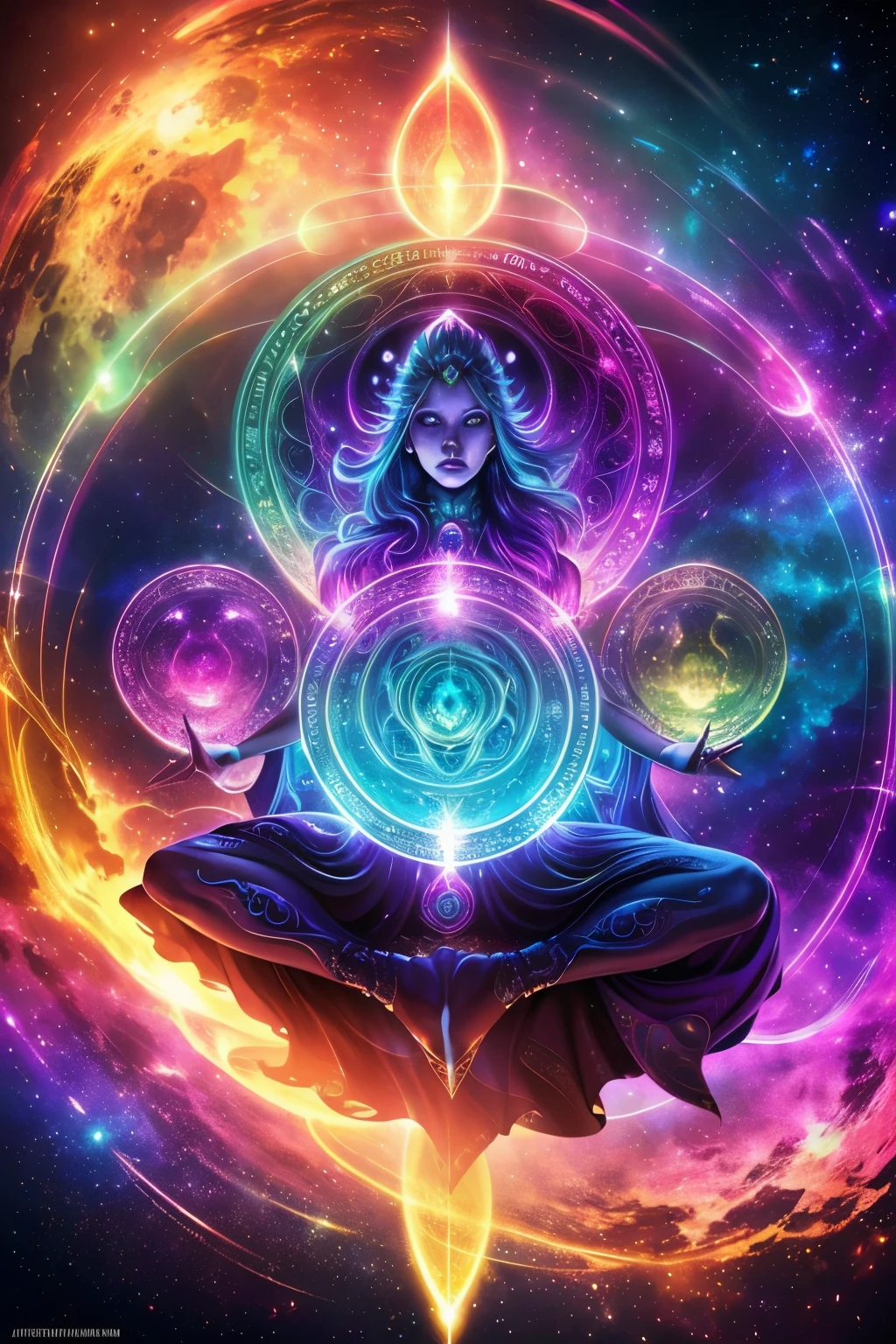 (High quality, realistic UHD rendering: 1920x1080 pixels, 120 frames per second): An intricately detailed and otherworldly portrait of an Arcturian creature, a magnificent extraterrestrial being from the stars. With an exquisite and highly detailed face and body, this Arcturian being showcases vibrant, iridescent colors that shine against the backdrop of a vast, swirling galaxy. The meticulously designed Mandala of Metatron hovers above the creature's head, its detailed design radiating an ethereal aura, as the intricate Mandala patterns dance and shimmer with every breath the Arcturian