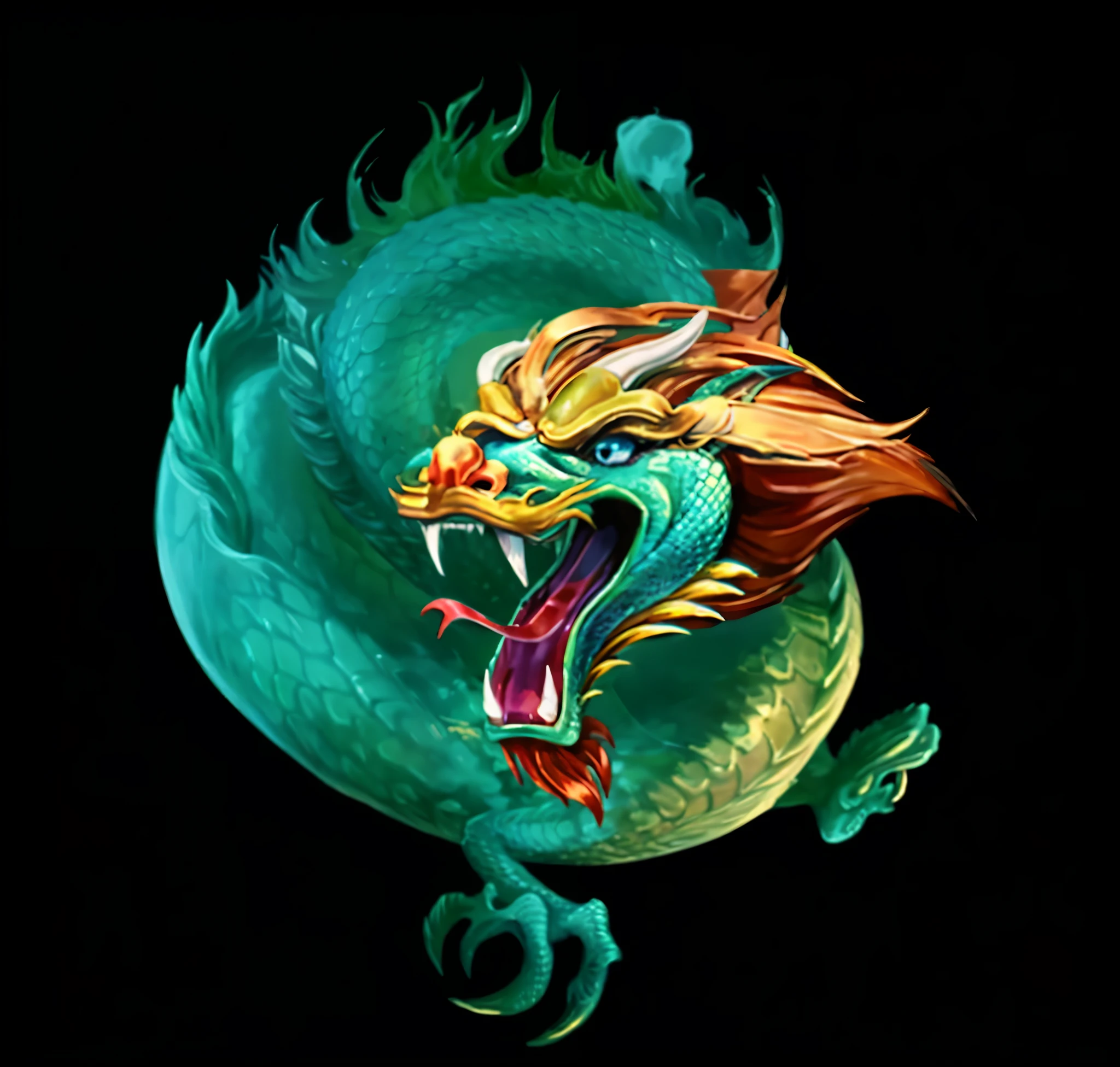 Close-up of dragon on green background, cyan Chinese dragon fantasy, Quetzalcoatl Numbers, Green Dragon, smooth Chinese dragon, Chinese dragon concept art, Chinese dragon, dragon oil painting, Flame Dragon Snake, Dragon as background, Phoenix Dragon, dragon art, Dragon-centered, well designed female faucet, faucet