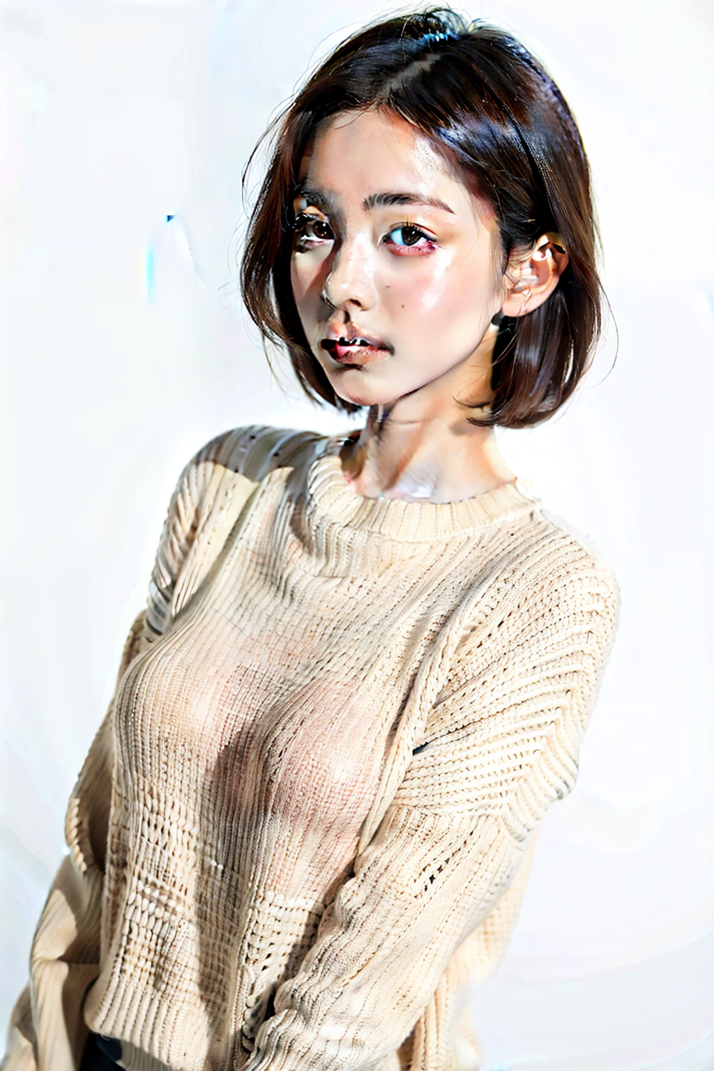 1girl,sweater,white background,