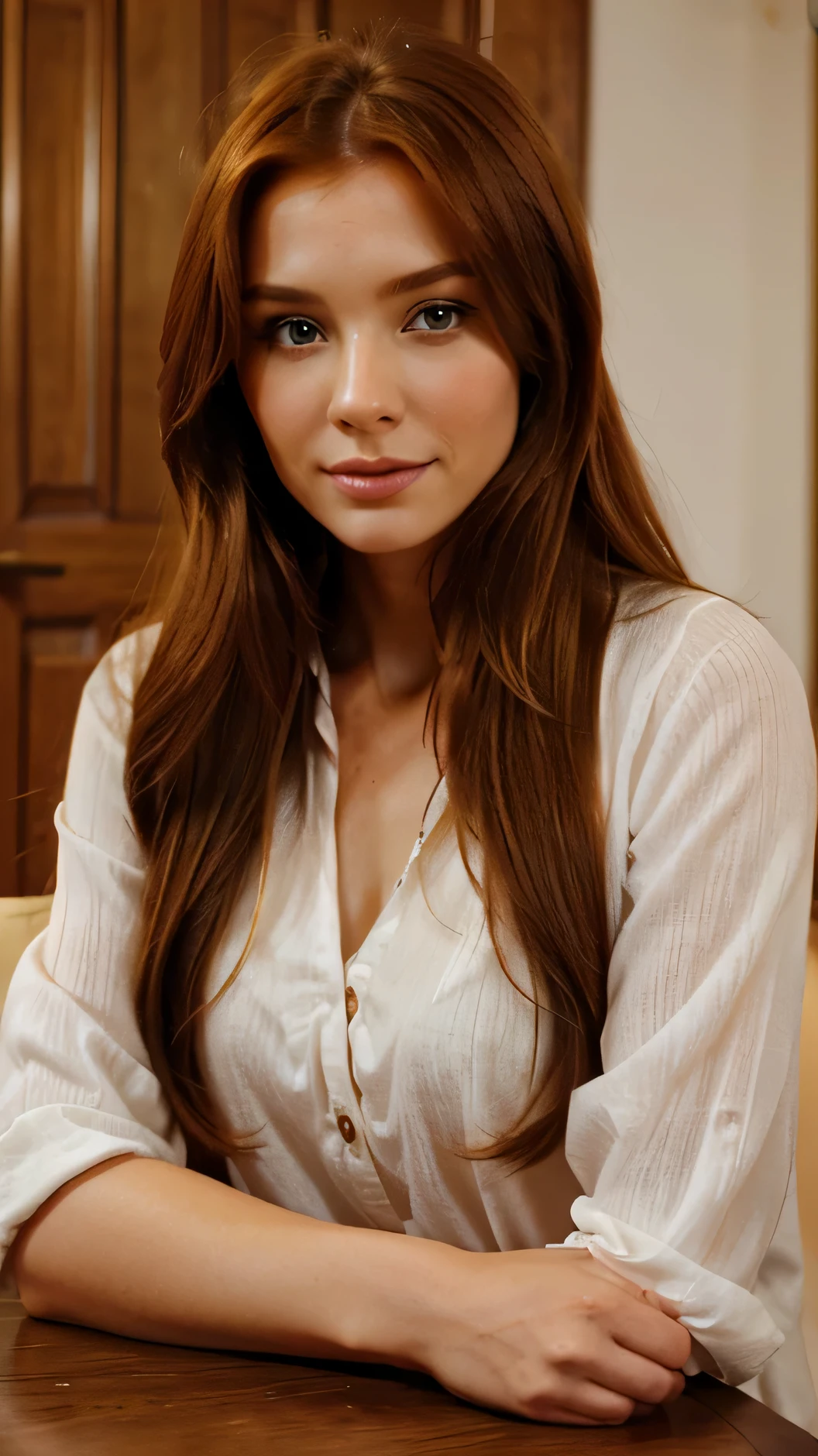 una hermosa, Bonito, brillante, Bondadoso, good-hearted, Dulce, educado, Sensible, Amigable, encantador, elegante, Mujer rusa pelirroja de pelo largo