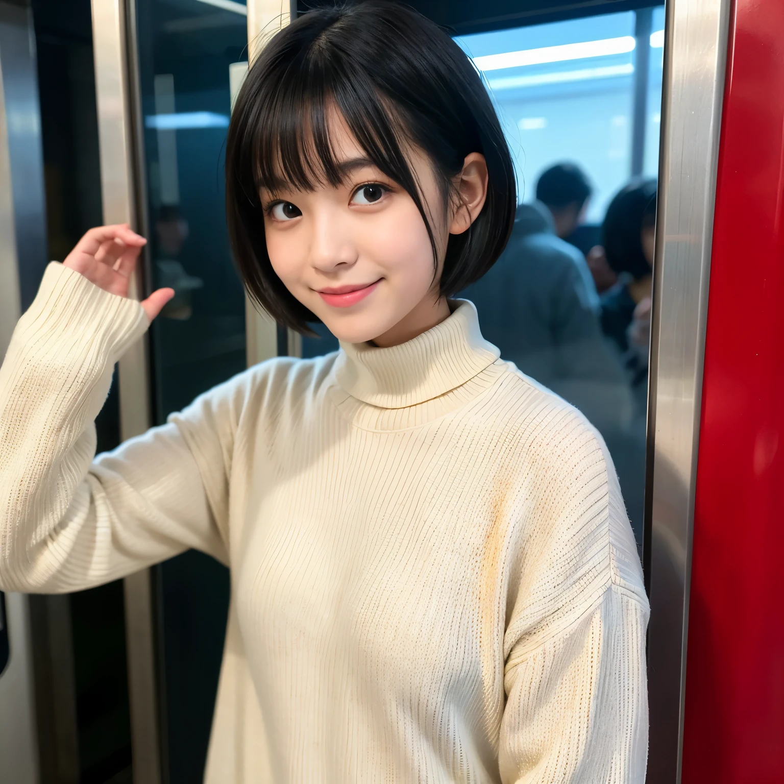 ,(selfie shot:2), (EXTRA Close Up),(from above:1.5),(flat chest:1.3), Top quality, 1 beautiful Japanese woman, teen,high school student,(18 years old),bob cut, (brown hair:1.2), Ultra-realistic capture, Highly detailed, High resolution 16k close-up of human skin. Skin texture must be natural, With such detail that pores can be finely identified. Skin should look healthy, In a uniform tone. Use natural light and color,