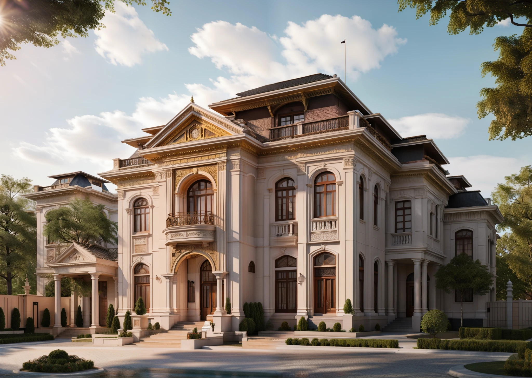 masterpiece,best quality, 8k uhd, a close up of a drawing of a house with moudin gilded, highly detailed architecture, highly detailed - n 4, hihgly detailed, frontview, inter dimensional villa, an extremely detailed building, 3d highly detailed, 3 d highly detailed, detailed architecture, ultra highly detailed, highdetailed, highly detailed design, render 3d max