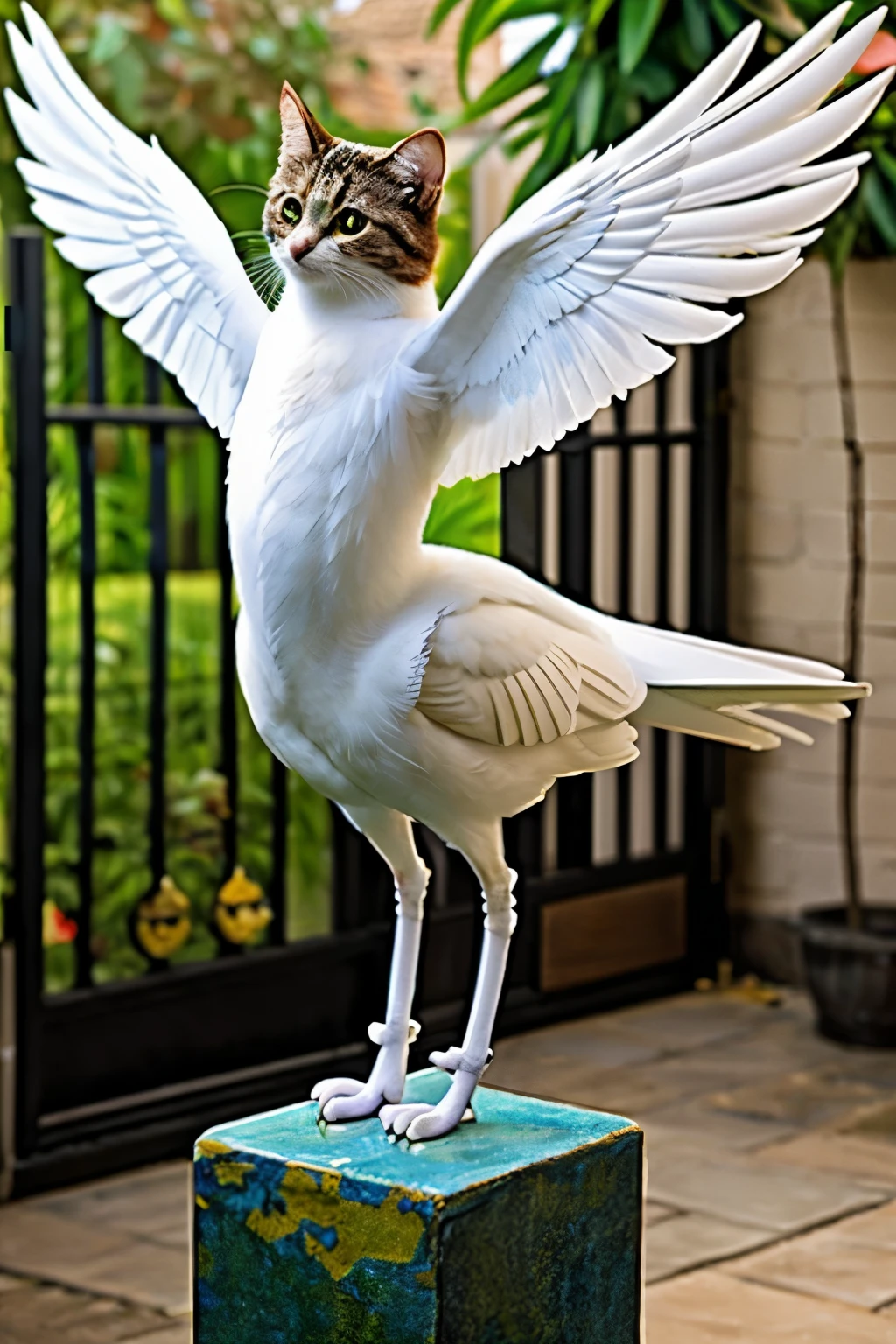 bird-cat,two wings, bird body,masterpiece, best quality,look at the viewer,detailed eyes,photo