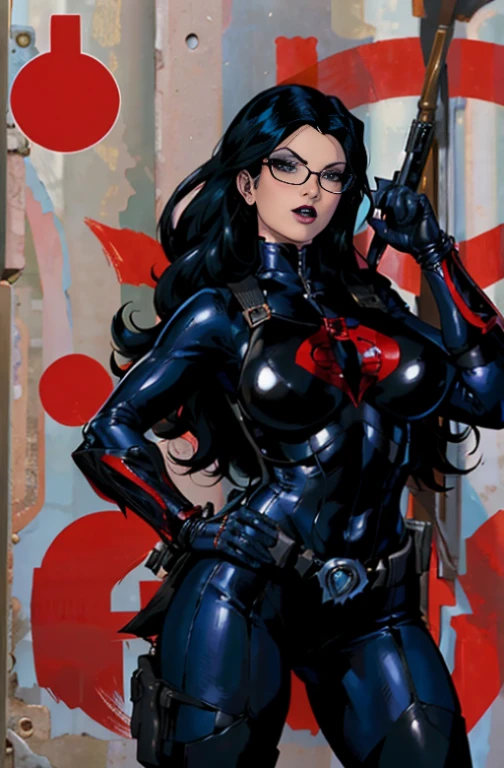 DC Comics, dressed as a Goth girl, by Adam Hughes and Geiger, g.i. joe baroness, (sexy), , detailed background 