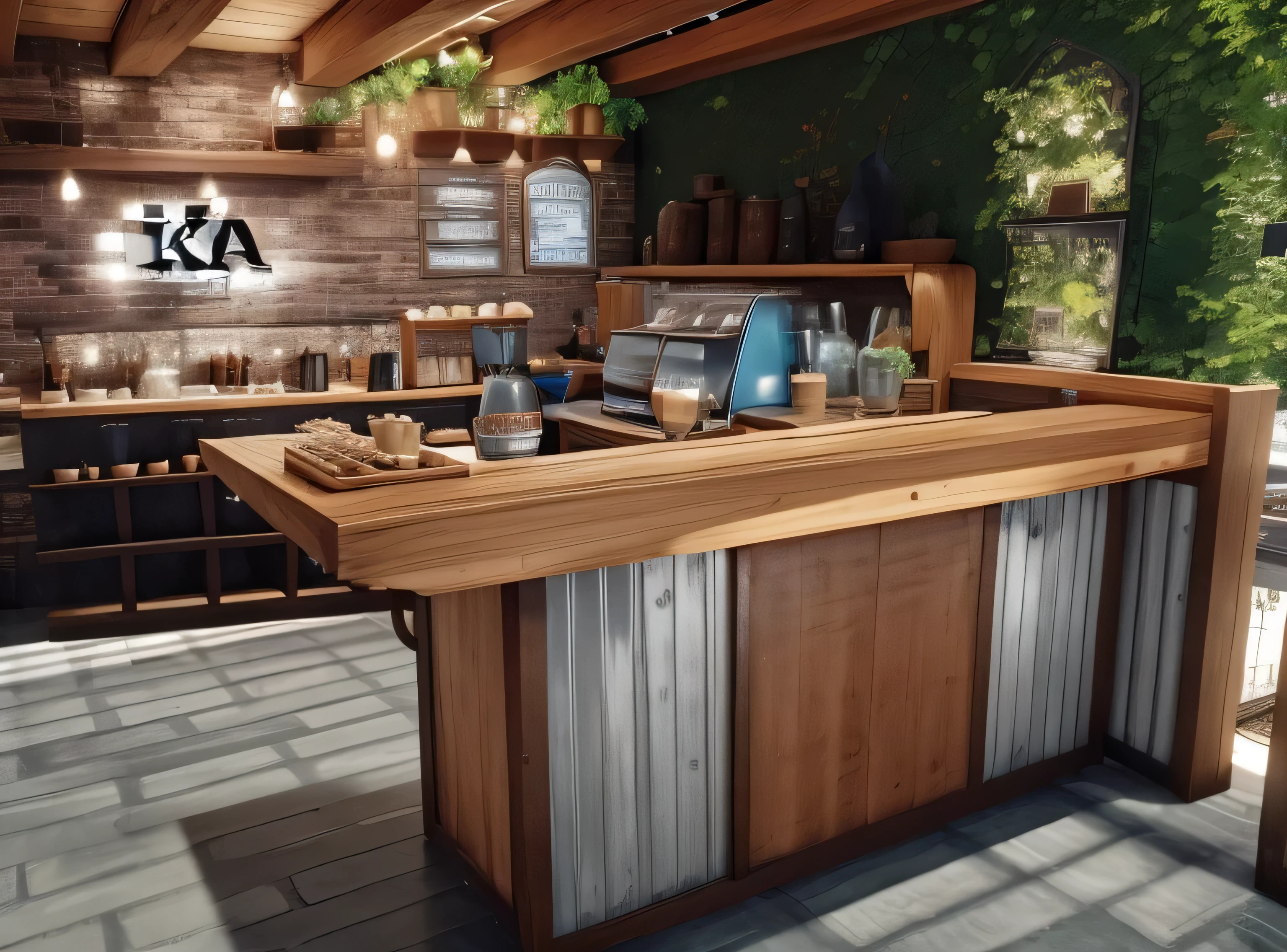 There is a coffee bar with a sign with the name IKA5190 according to the original photo