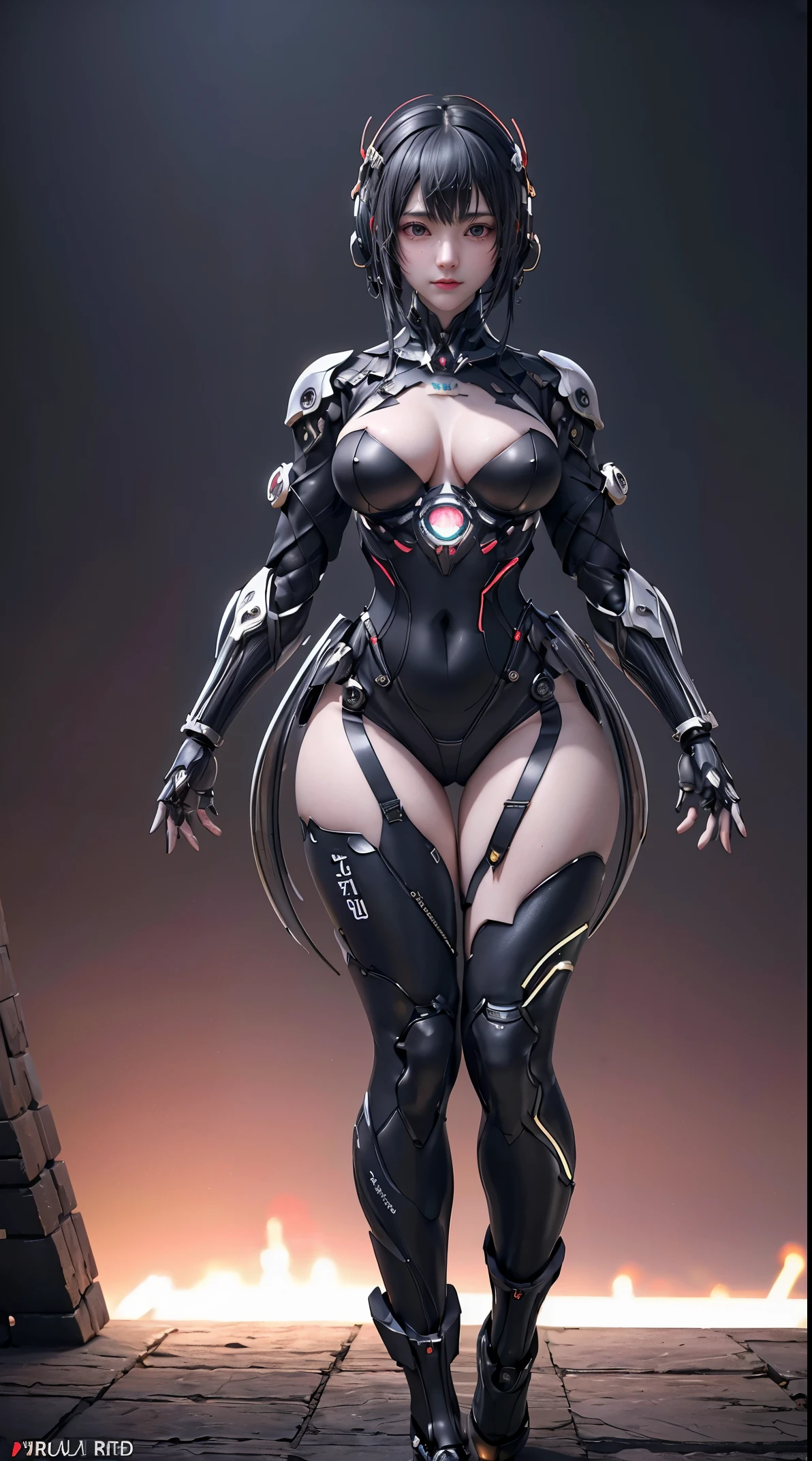 (from the front:1.5), (1Mechanical Girl:1.5),whole body, alone, slim waist, (Machine made joints:1.2),(mechanical limbs:1.1),(The blood vessels are connected to the tube),(Mechanical vertebrae attached to the back),(Mechanical cervical spine attached to the neck), lamp on armor, Mecha head mirror, (发Light手臂:1.5), (激Light眼:1.5), Poker face, huge breasts,
rich and colorful,human development report, Light线追踪, NVIDIA RTX, super resolution, Unreal 5, subsurface scattering, PBR texture, post processing, Anisotropic filtering, depth of field, Maximum clarity and sharpness, rule of thirds, 16k original, (发Light粒子:1.4), Extremely detailed CG, unified 8k wallpaper, 3D, Lighting, 镜头Light晕, Reflection, sharp focus, cyberpunk art, actual, highly detailed CG illustration, extremely delicate and beautiful, Light, (photoactual:1.5), (dark background:1.5),dynamic angle, masterpiece, best quality, Super detailed, illustration, 细节Light, dramatic_shadow,face shadow,extra details,best show,