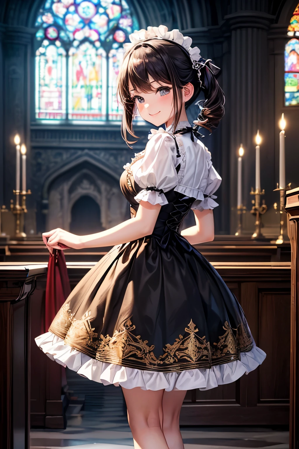 (masterpiece: 1.3), (maximum resolution: 1.2), (ultra high definition tv: 1.2), cinema light, 8K resolution, detailed facial features, focus on the face,perfect style, cute face, Accurate, anatomically correct, fine eyes,beautiful eyes、 shiny skin, Fair skin, Glossy skin、glossy lips、 (embarrassed look: 1.2),woman, 32 years old, Retrospective shot of rear loam、angle from below, Low - Angle, from behind, beautiful face, (skirt lift:1.4), loose and wrinkled white panties, stockings, blush、humiliation、impatience、tears、embarrassing、surprised expression、expression of anger、 (nun clothes:1.1),full of sweat、silver hair、green ash eye、Retrospective shot of rear loam、Low - Angleから、soaking wet、flowing sperm、Sperm in the ass、sperm on thigh、flowing sperm(attractive ass:1.2),、exposed panties、disheveled clothes、exposed chest、church、Stained glass、