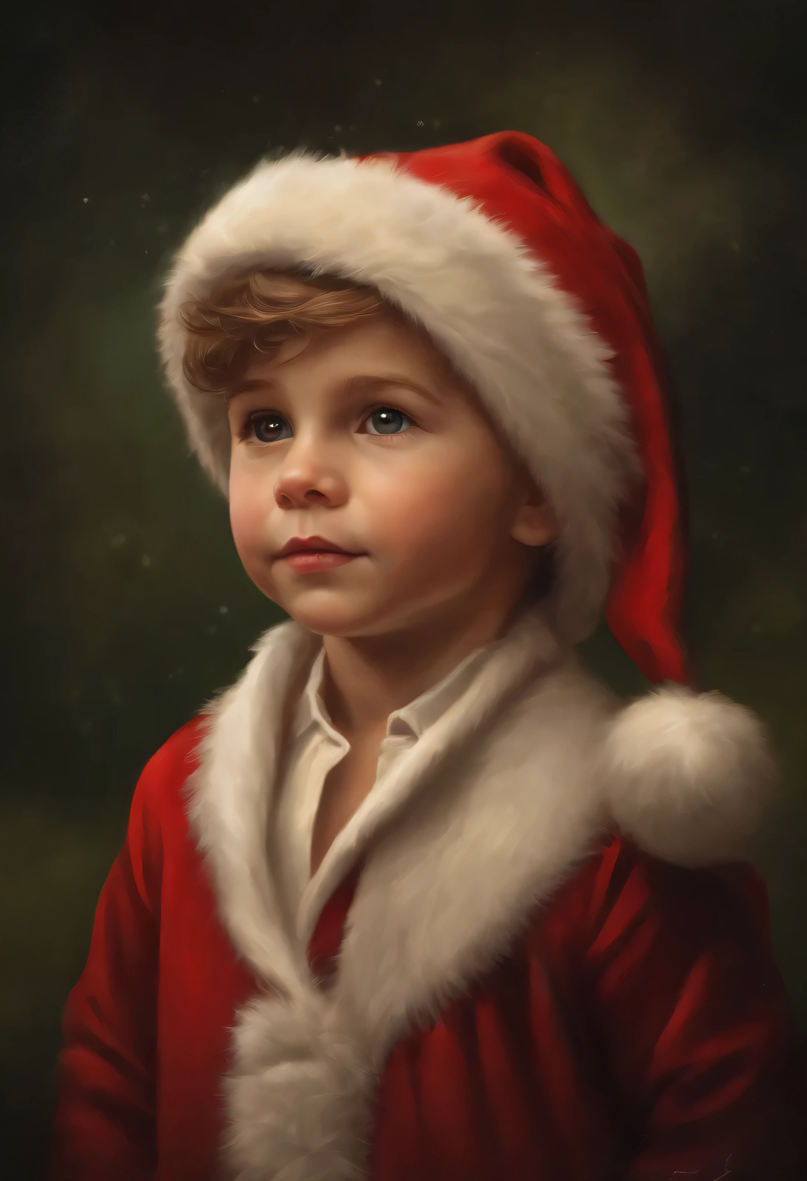 Image of a wearing a Santa suit and hat.., childrens art in artstation, inspired by Michael Malm, portrait of an elf, adorable digital painting, portrait of a gnome called eldon, Classic portrait, portrait of an elf, Santa, based on Rudolf F.. Ingerle, close portrait